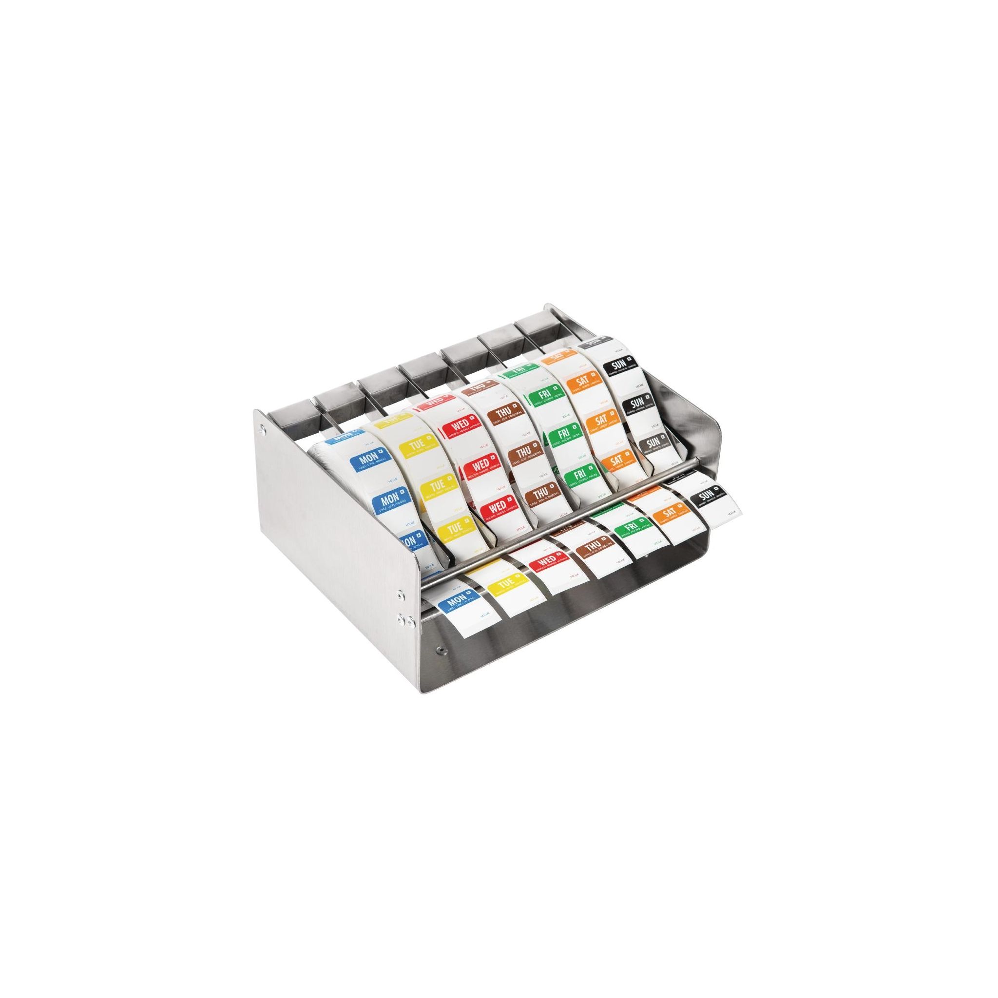 Vogue S154 Stainless Steel Dispenser with 1" Days Of The Week Labels (Pack of 7000)