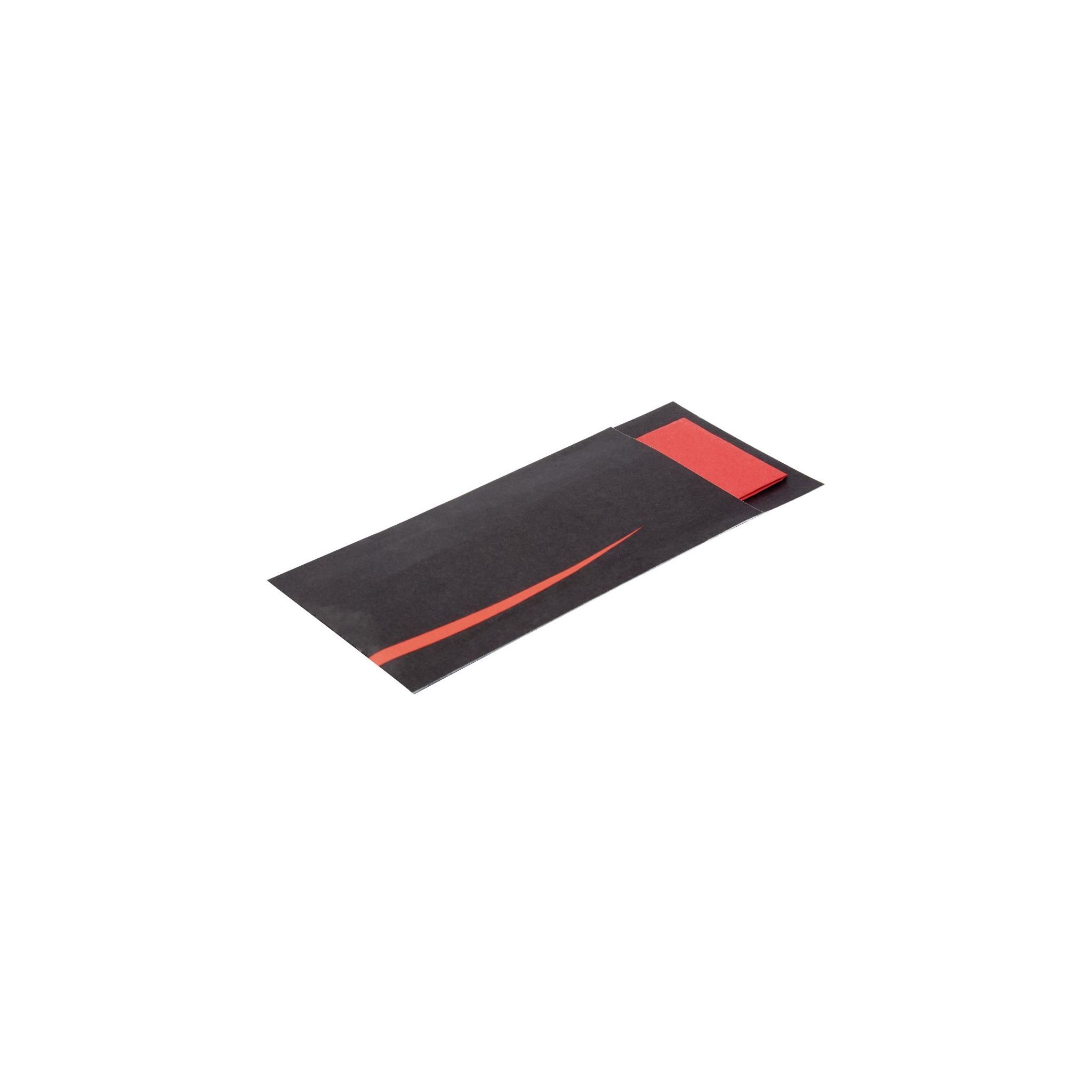 Europochette CK239 Bari Black Cutlery Pouch with Red Napkin (Pack of 100)