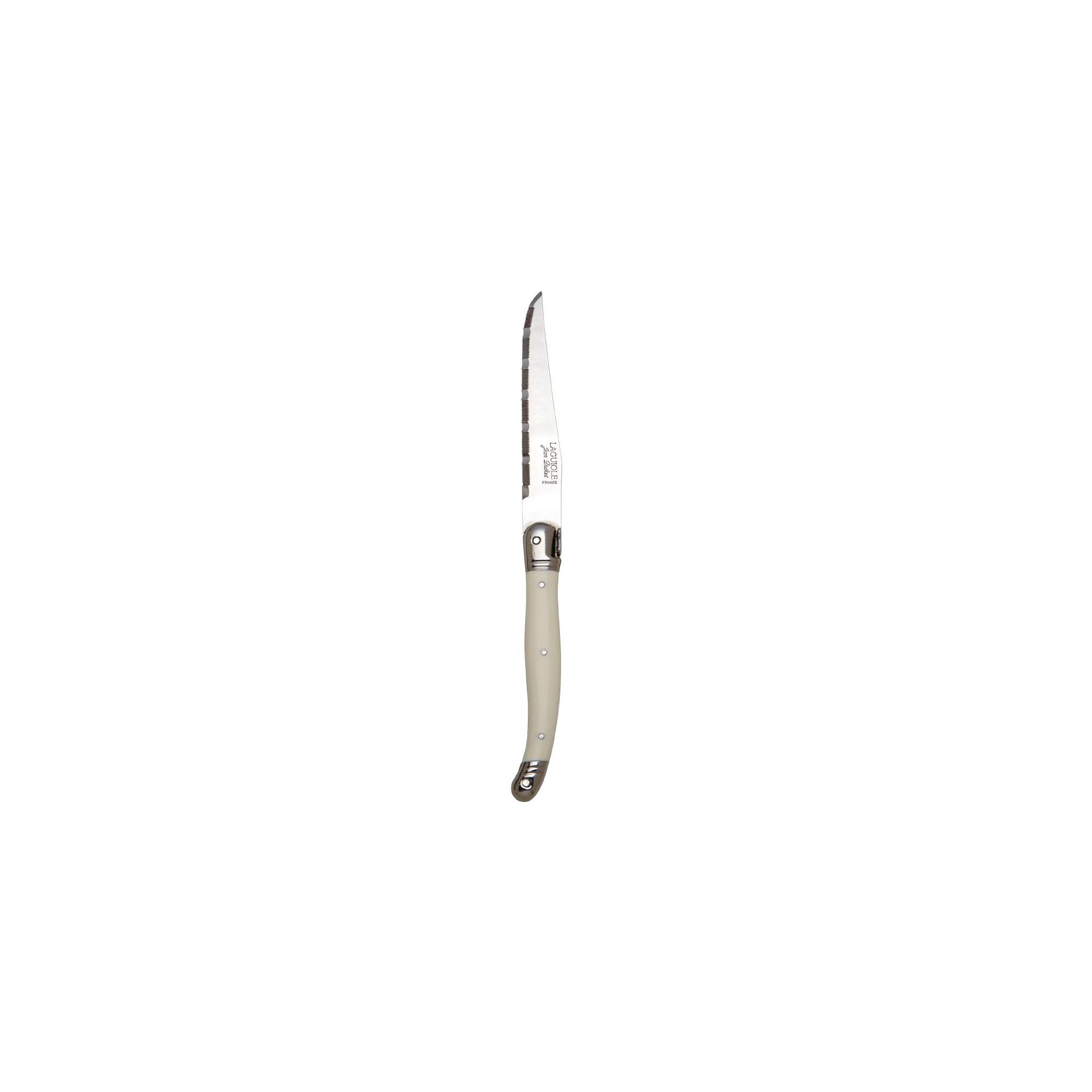 Laguiole VV957 Serrated Steak Knives White Handle (Pack of 6)