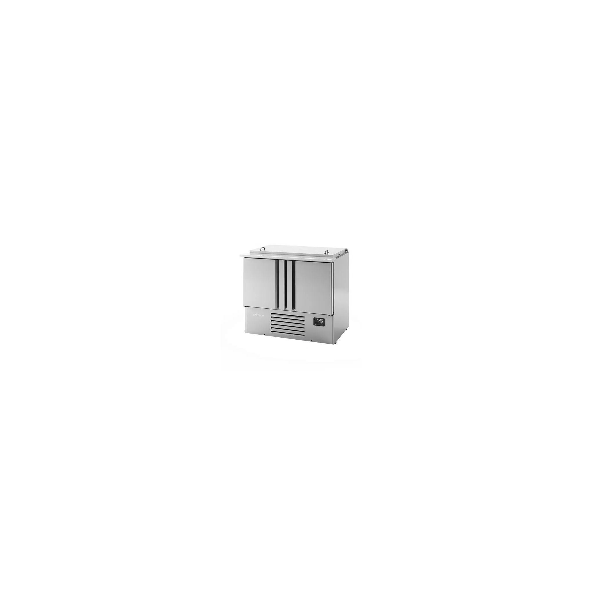 Infrico ME1000BAN 230 Ltr 2 Door Stainless Steel Refrigerated Pizza / Saladette Prep Counter With Cutting Board