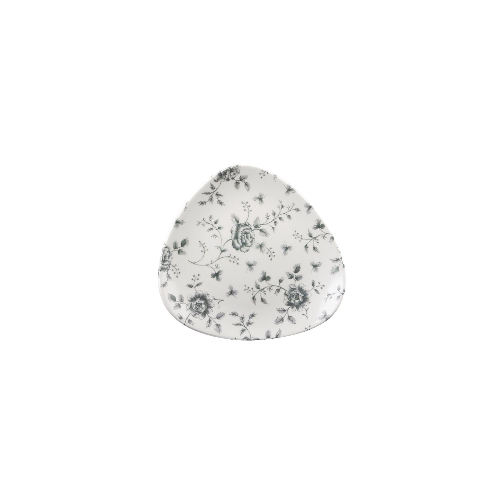 Churchill Vintage Prints CP546 Grey Rose Chintz Pattern Triangle Plates 229mm (Pack of 12)