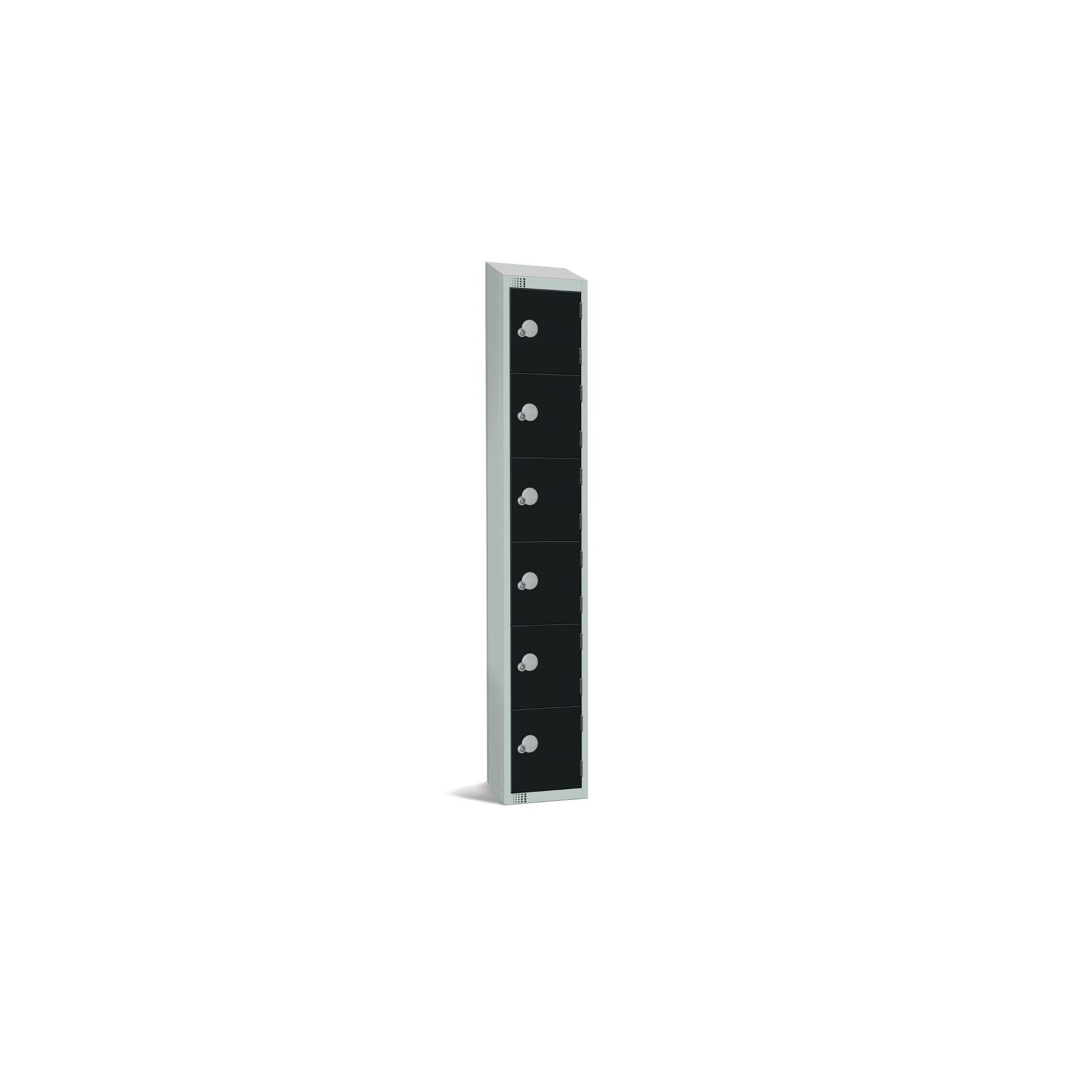 Elite Lockers GR675-CS Six Door Camlock Locker with Sloping Top Black