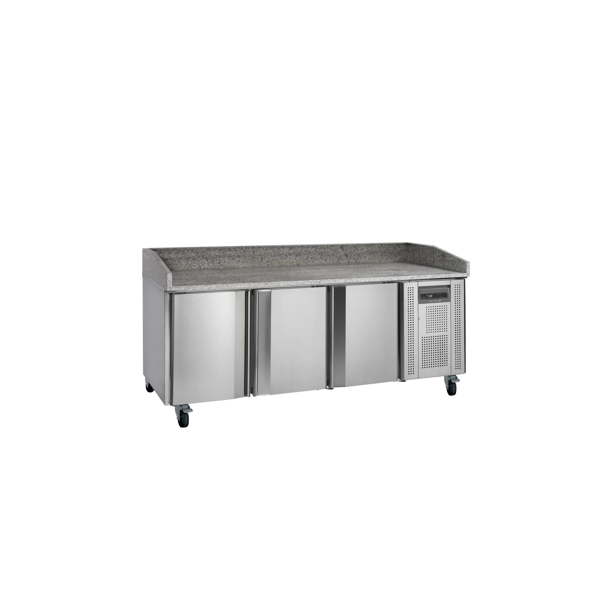 Tefcold PT1300 565 Ltr 3 Door Stainless Steel Refrigerated Pizza / Saladette Prep Counter