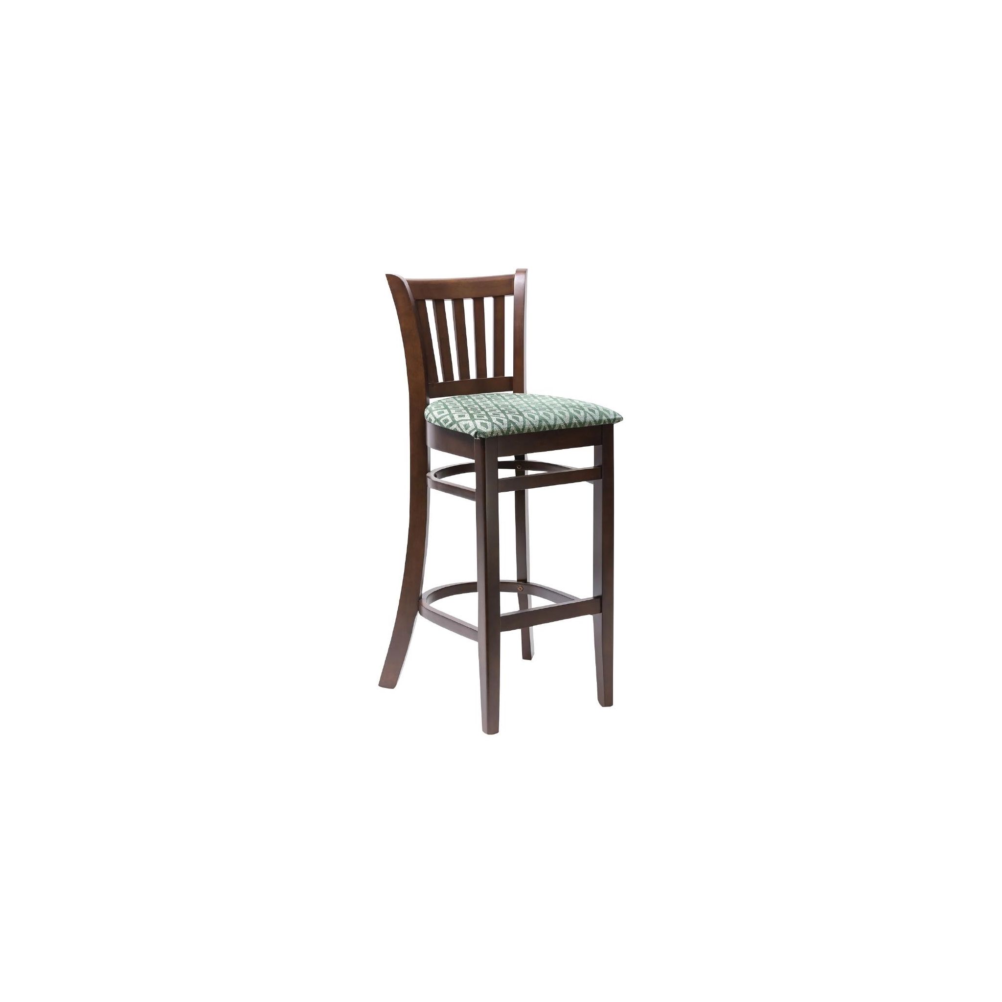 Non Branded FT433 Manhattan Dark Walnut Bar Chair with Green Diamond Padded Seat