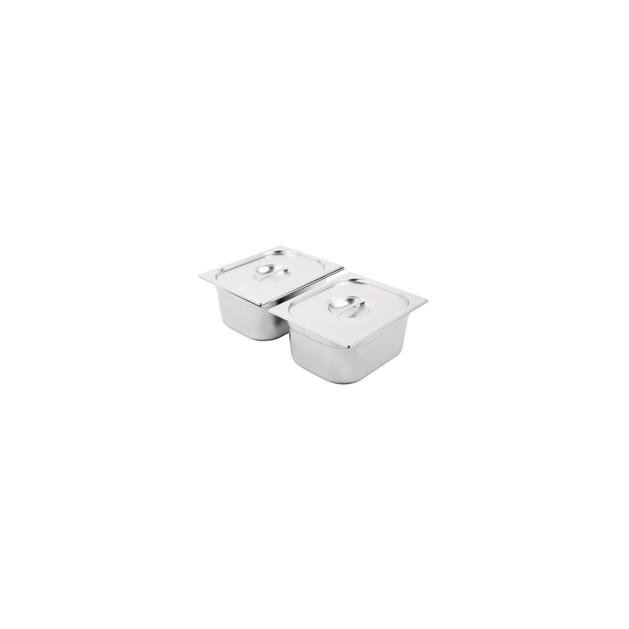 Vogue SA245 Stainless Steel Gastronorm Tray Set 2 x 1/2 150mm with Lids (Pack of 2)
