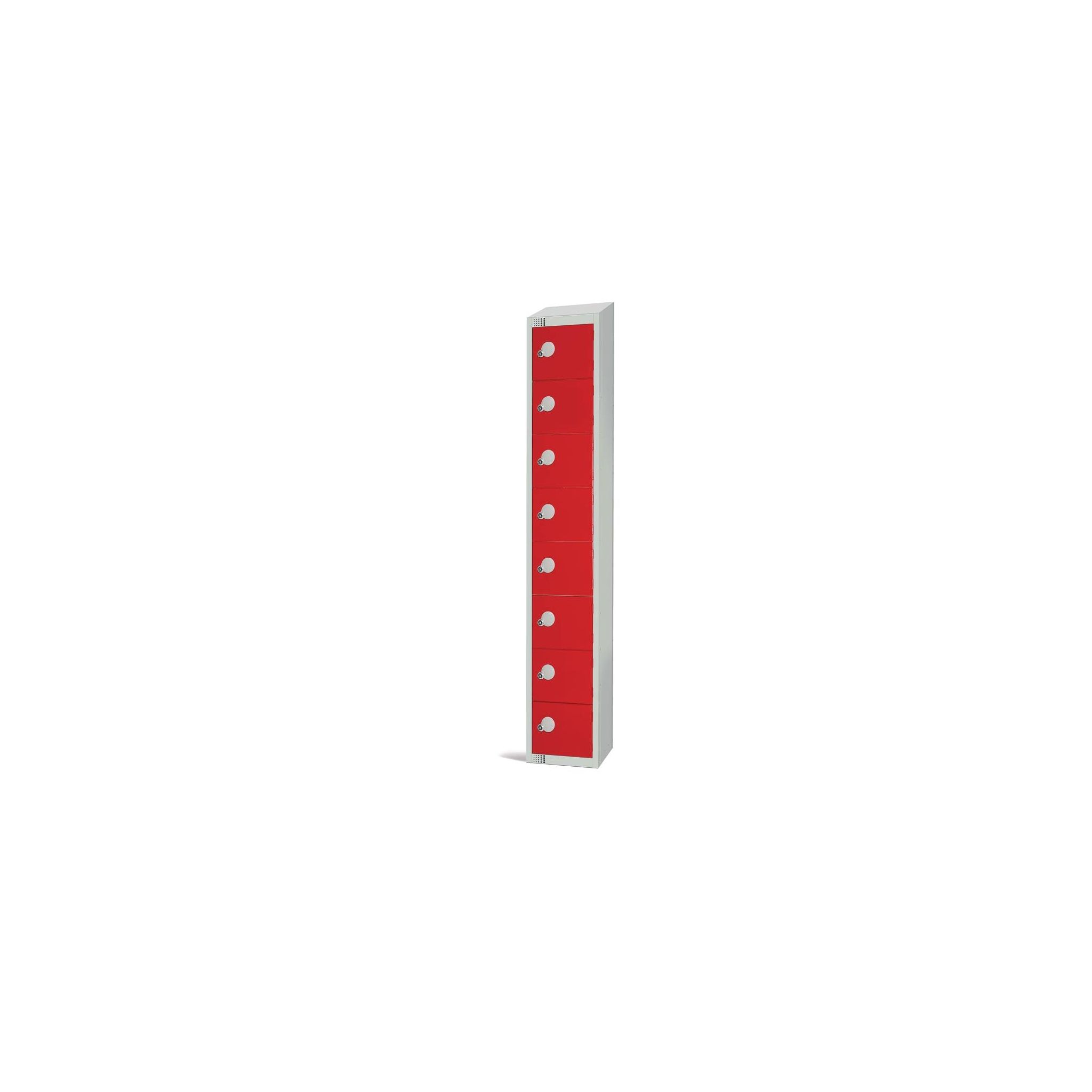 Elite Lockers CE103-CNS Eight Door Coin Return Locker with Sloping Top Red