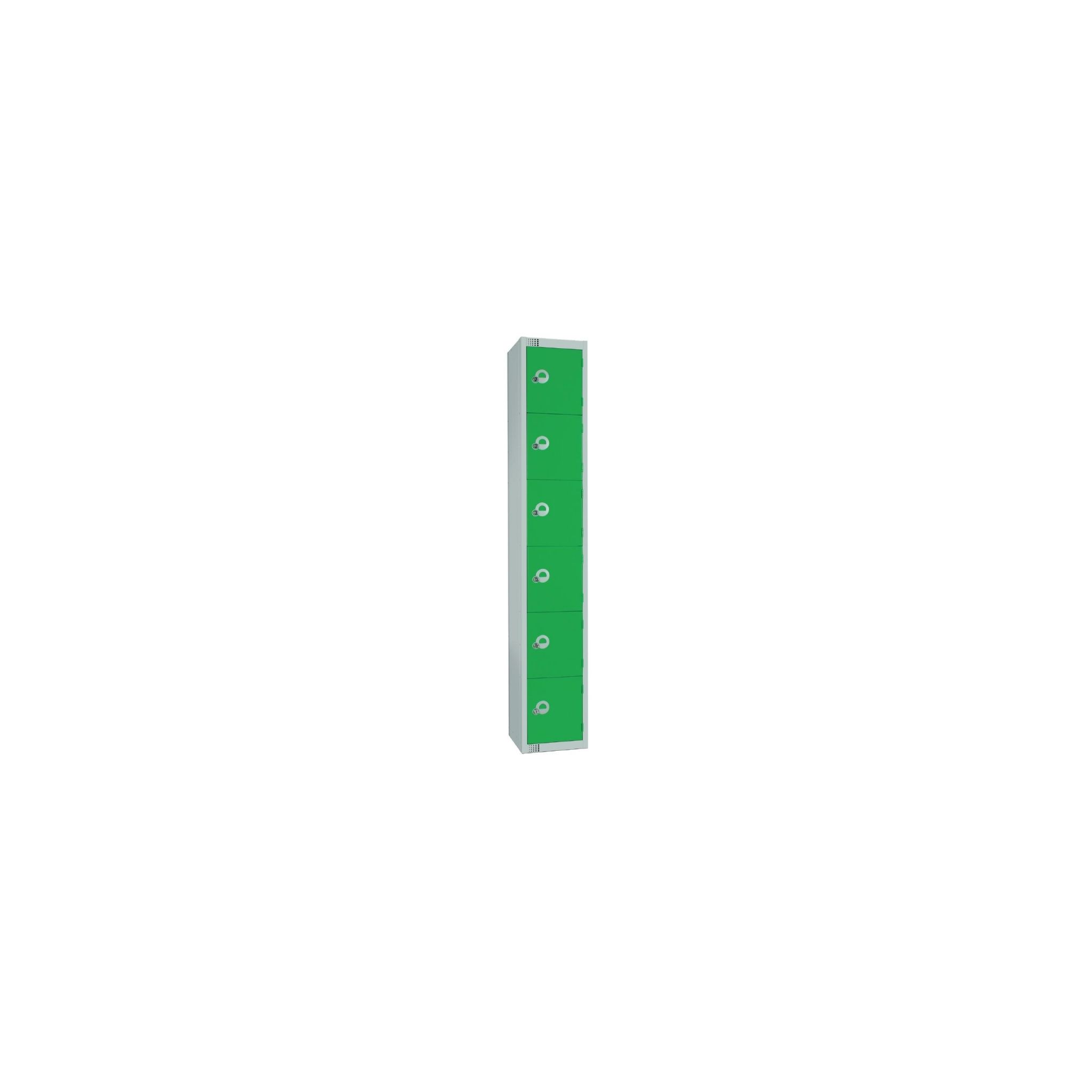 Elite Lockers W988-PS Six Door Padlock Locker with Sloping Top Green