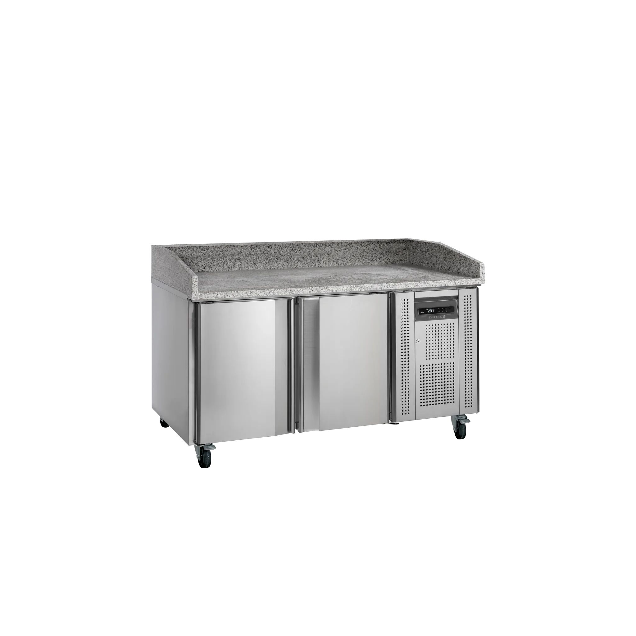 Tefcold PT1200 370 Ltr 2 Door Stainless Steel Refrigerated Pizza / Saladette Prep Counter