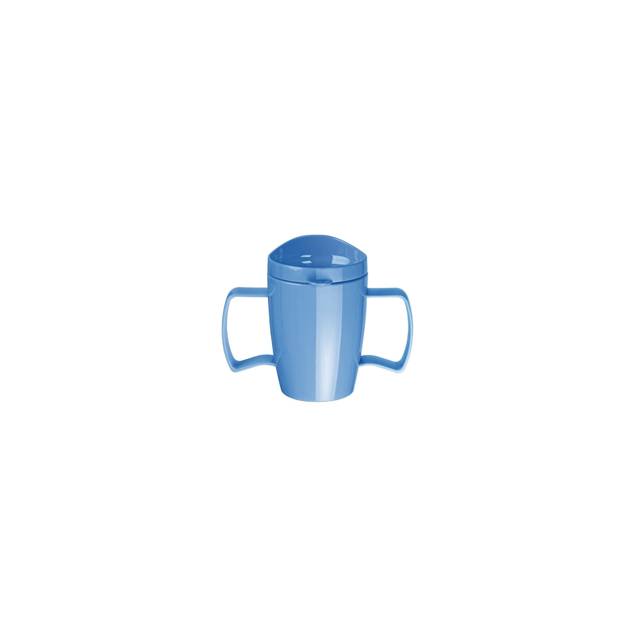 Olympia Kristallon Heritage DW703 Polycarbonate Double-Handled Mugs with Lids Blue 300ml (Pack of 4)