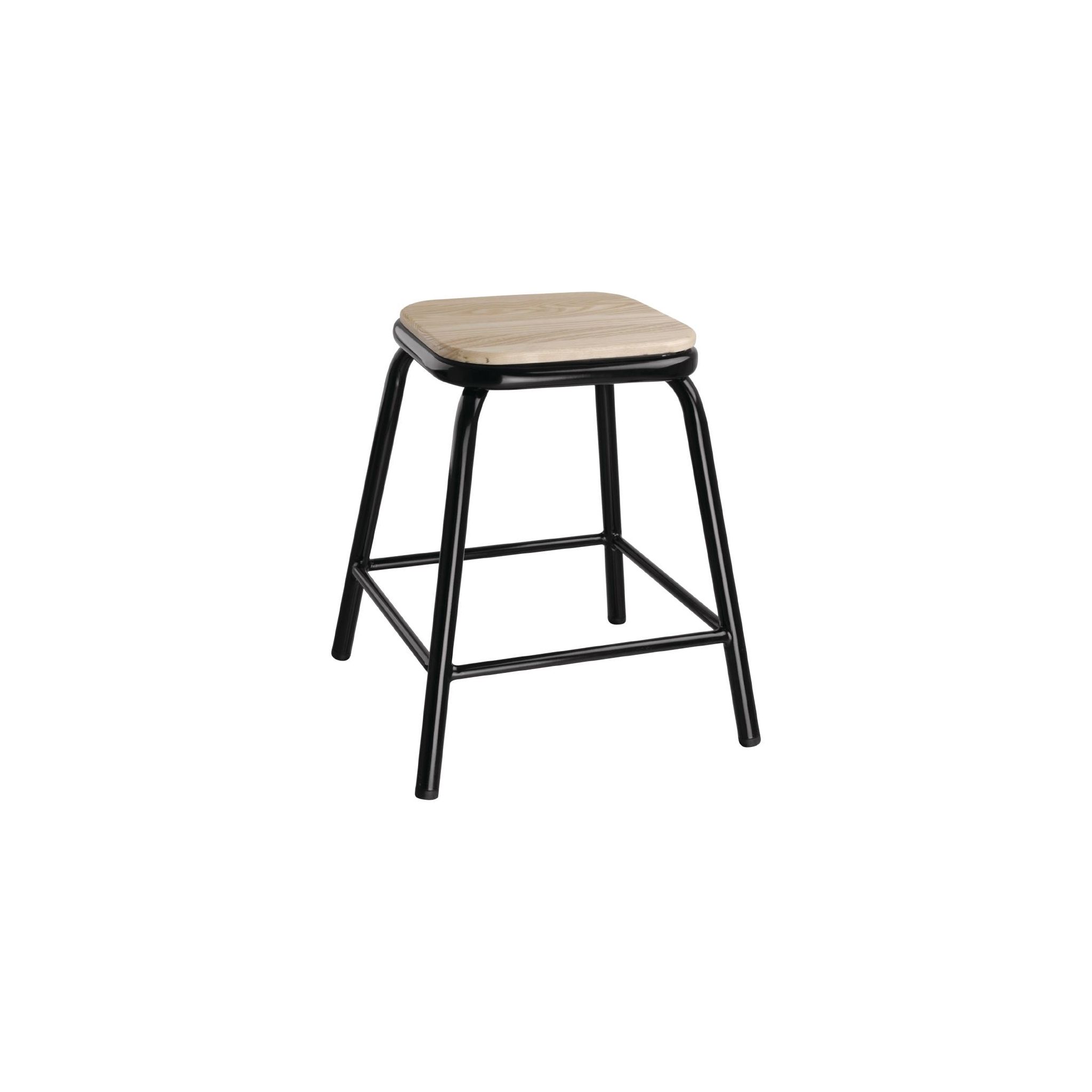 Bolero Cantina DE481 Low Stools with Wooden Seat Pad Black (Pack of 4)