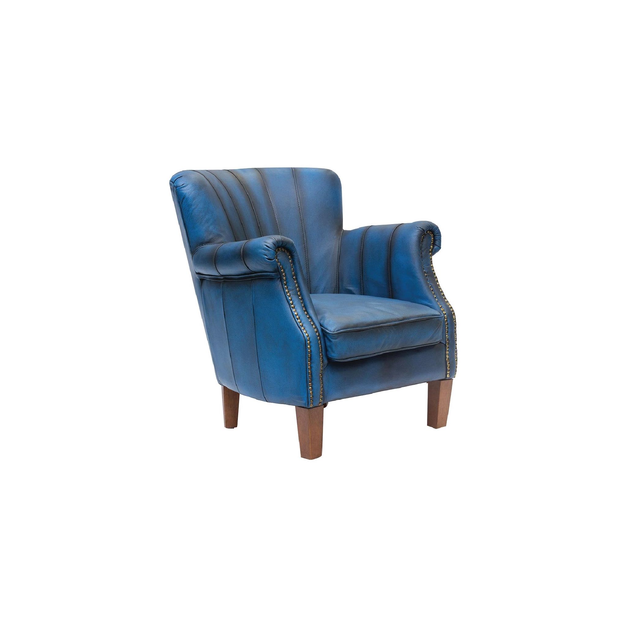 Non Branded FT444 Lancaster Leather Chair Blue