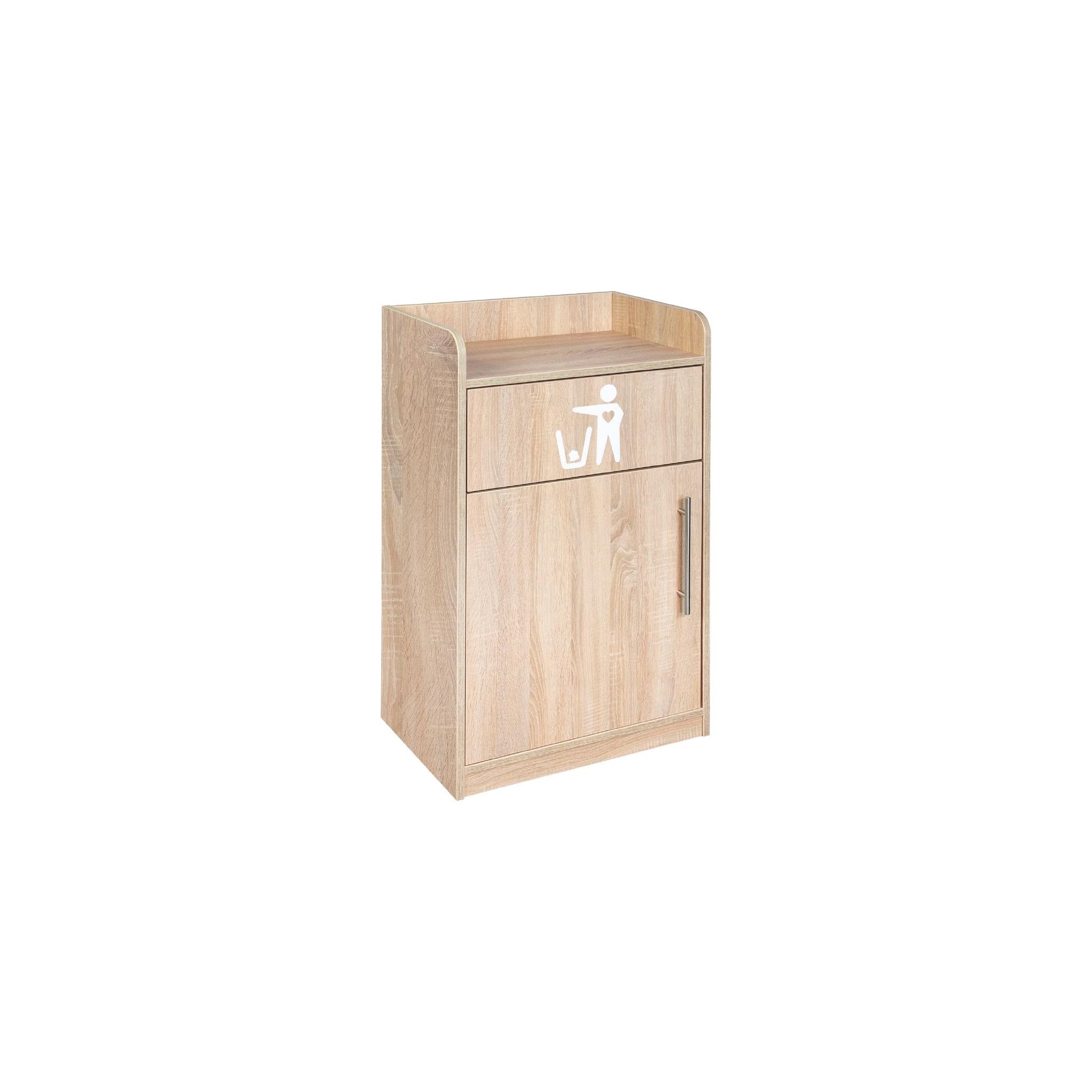 Non Branded FW541 Litter Bin and Tray Stand Oak Finish