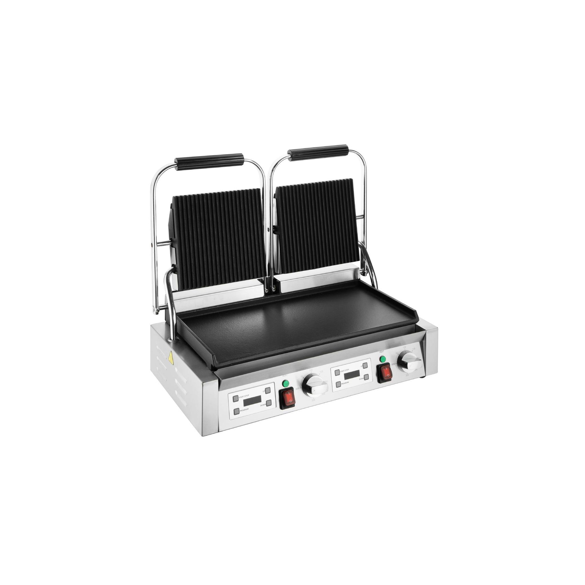 Buffalo CU612 Electric Double Contact Panini Grill - Ribbed Top & Flat Bottom