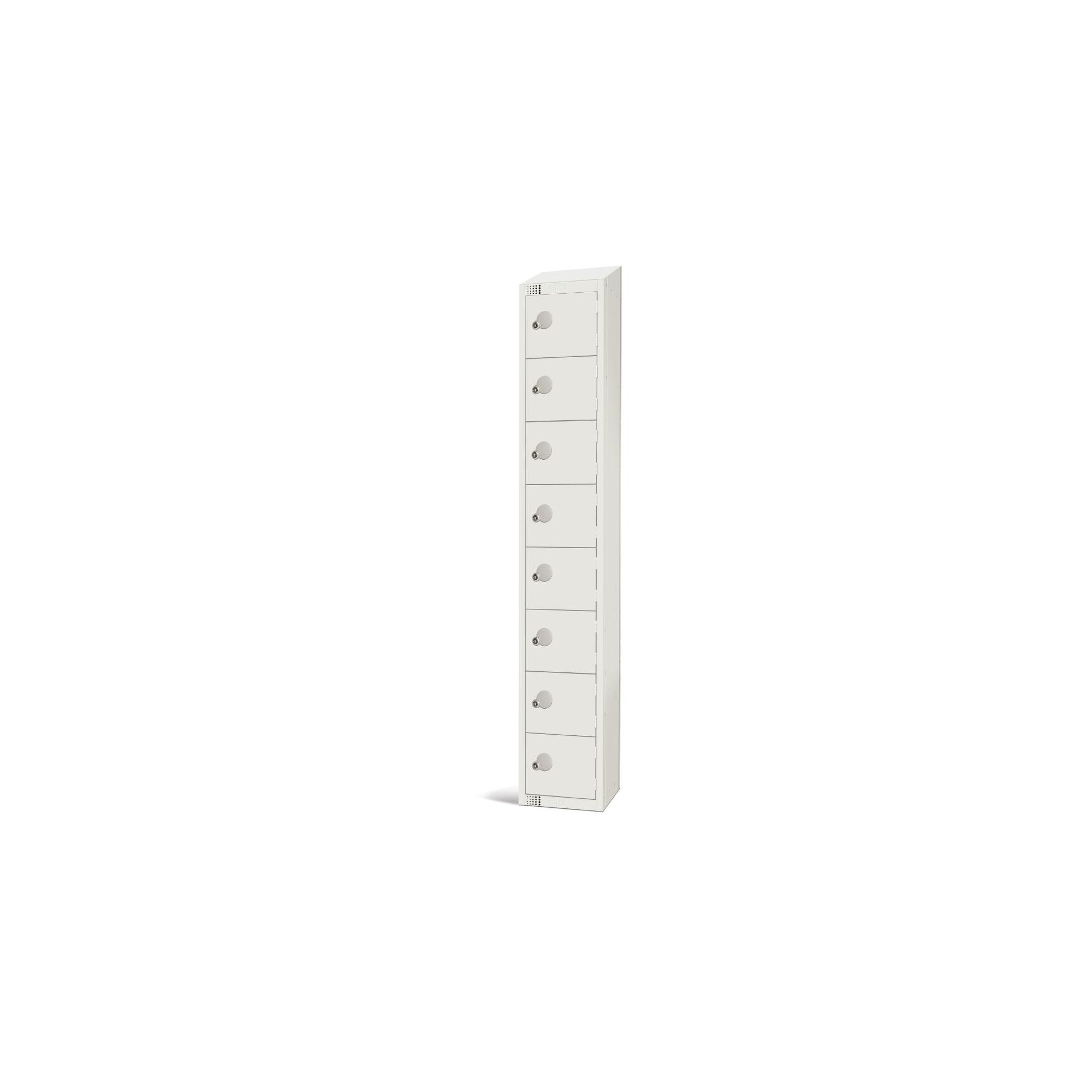Elite Lockers GR315-CNS Eight Door Coin Return Locker with Sloping Top White