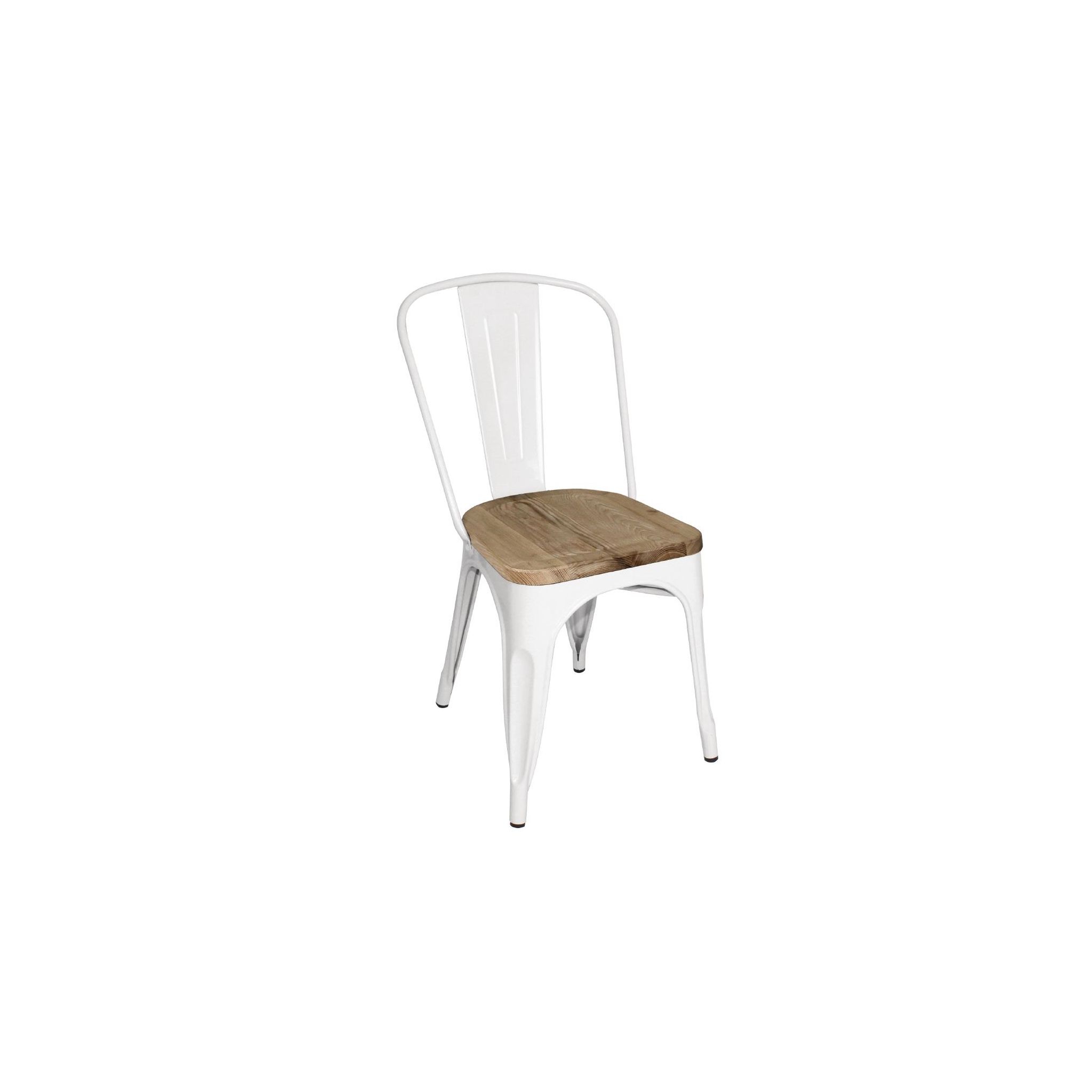 Bolero GM644 Bistro Side Chairs with Wooden Seat Pad White (Pack of 4)