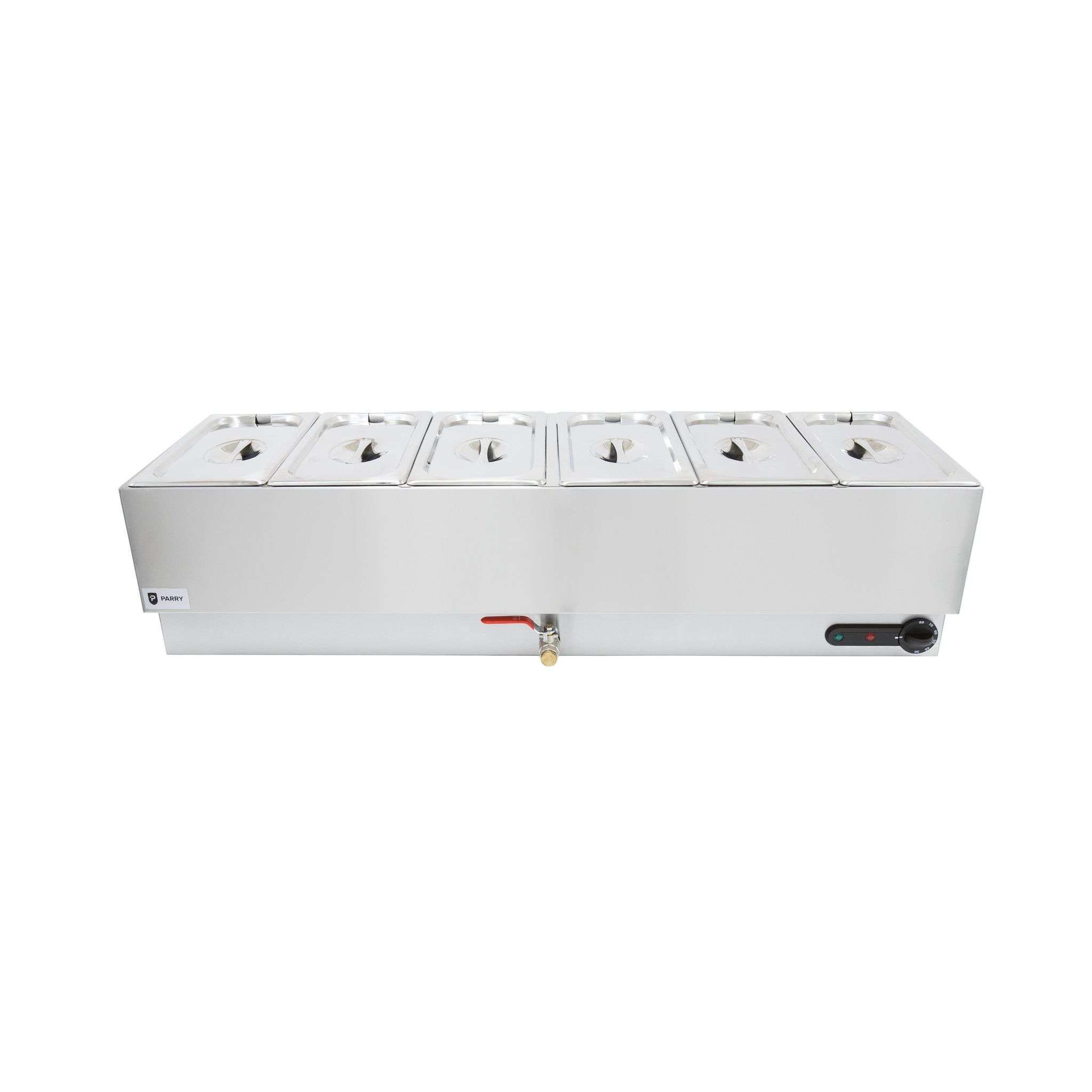 Parry 1987 6 x 1/3GN Electric Countertop Wet Heat Bain Marie With Tap & Pans