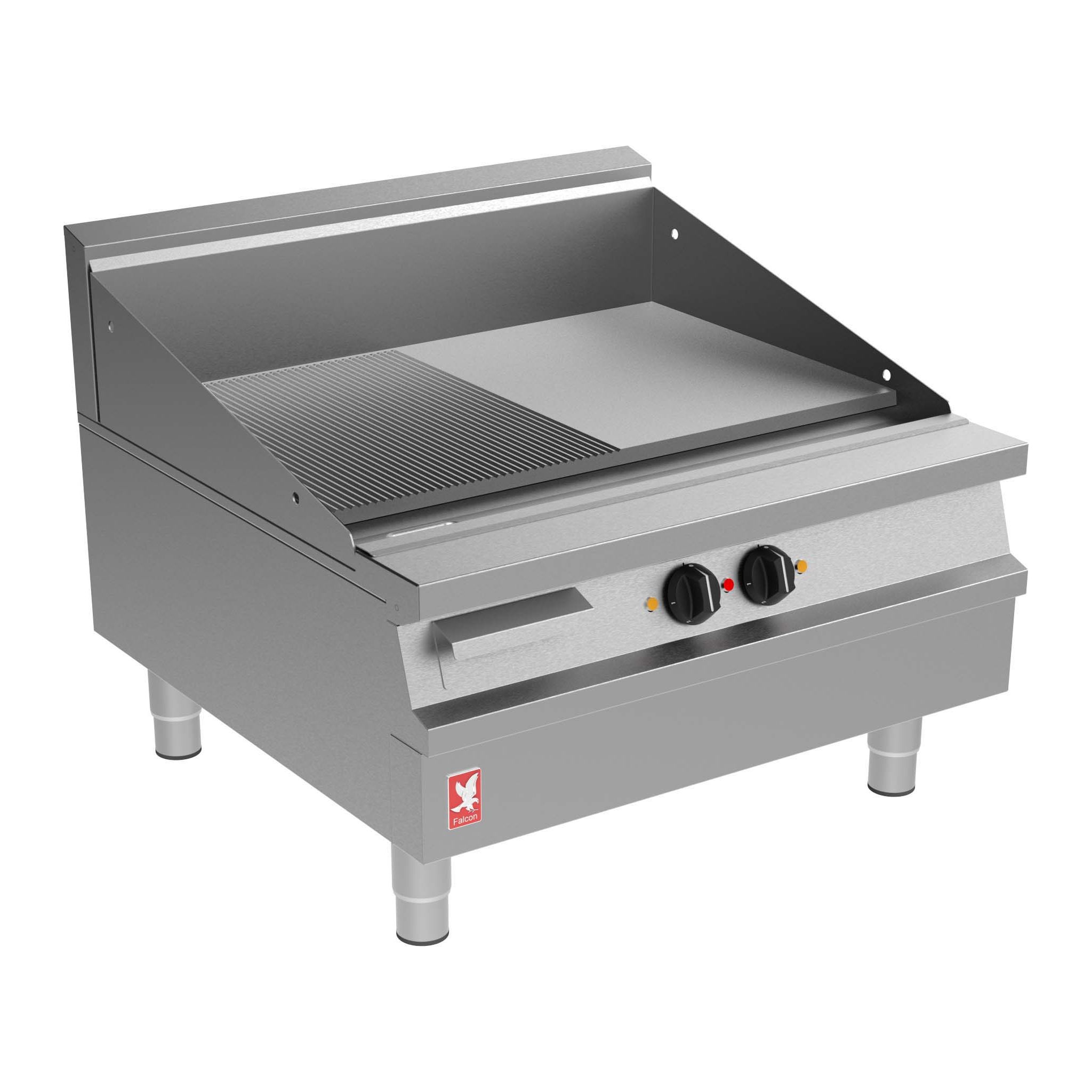 Falcon Dominator Plus E3481R Electric Countertop Polished Steel Half-Ribbed Griddle