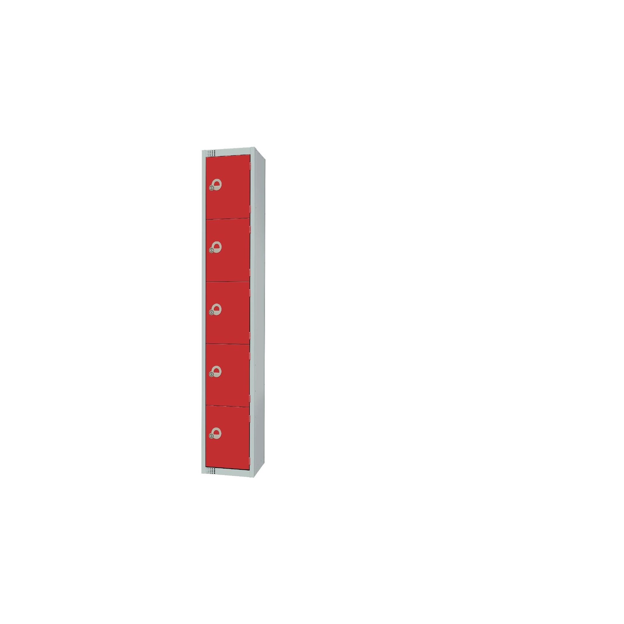Elite Lockers CG613-PS Five Door Padlock Locker with Sloping Top Red