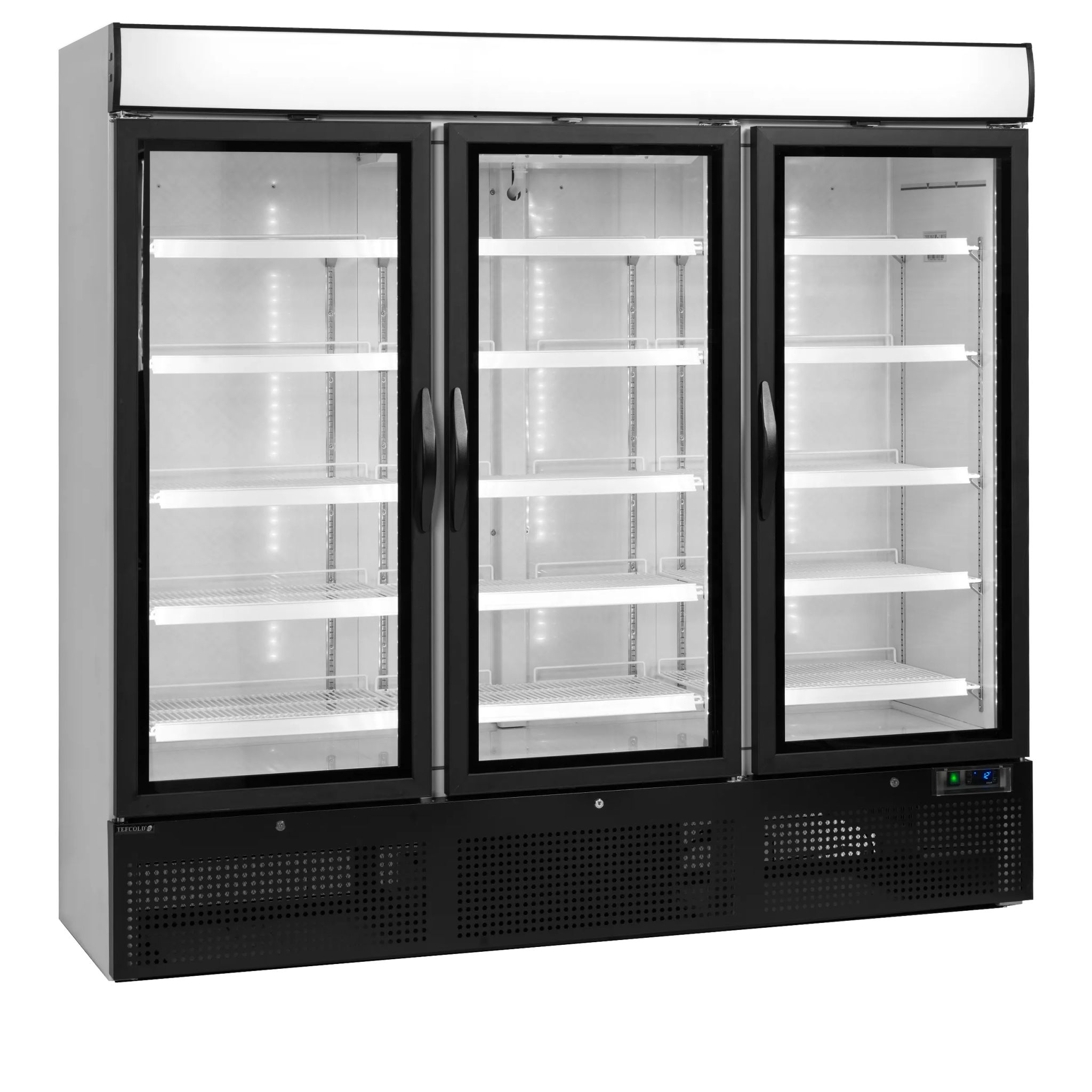 Tefcold NC7500G 1784 Ltr Upright Triple Hinged Glass Door White Display Fridge With Canopy
