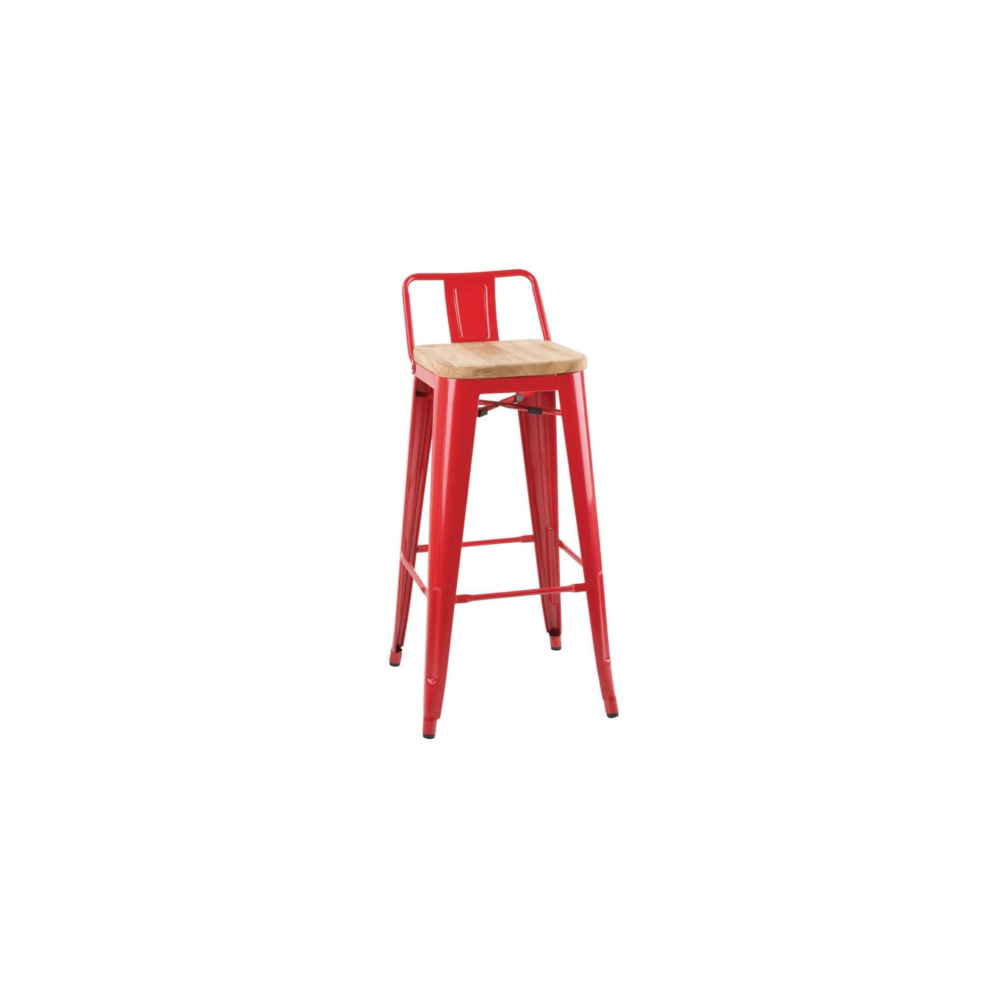 Bolero Bistro FB626 Backrest High Stools with Wooden Seat Pad Red (Pack of 4)