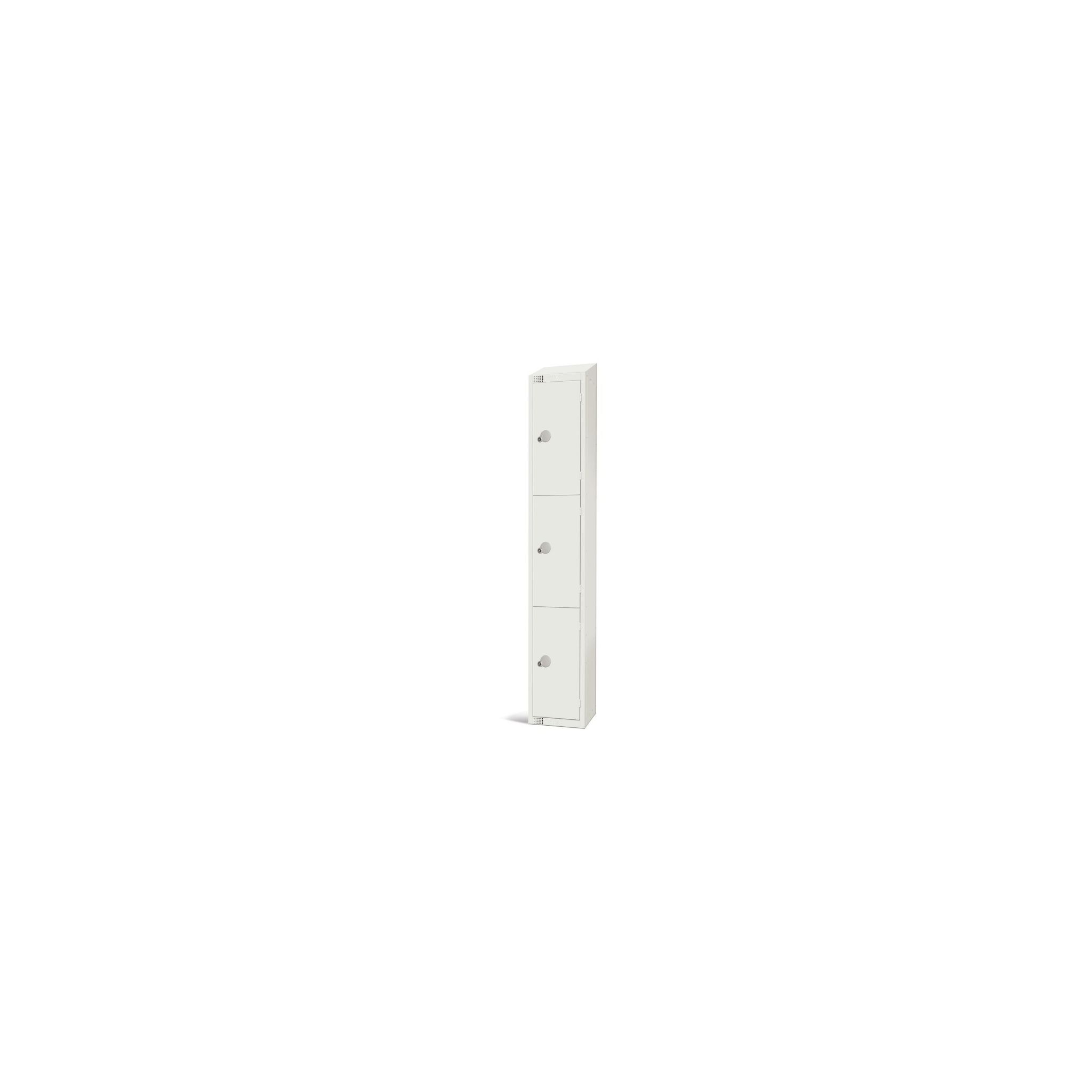 Elite Lockers GR311-CS Three Door Camlock Locker with Sloping Top White