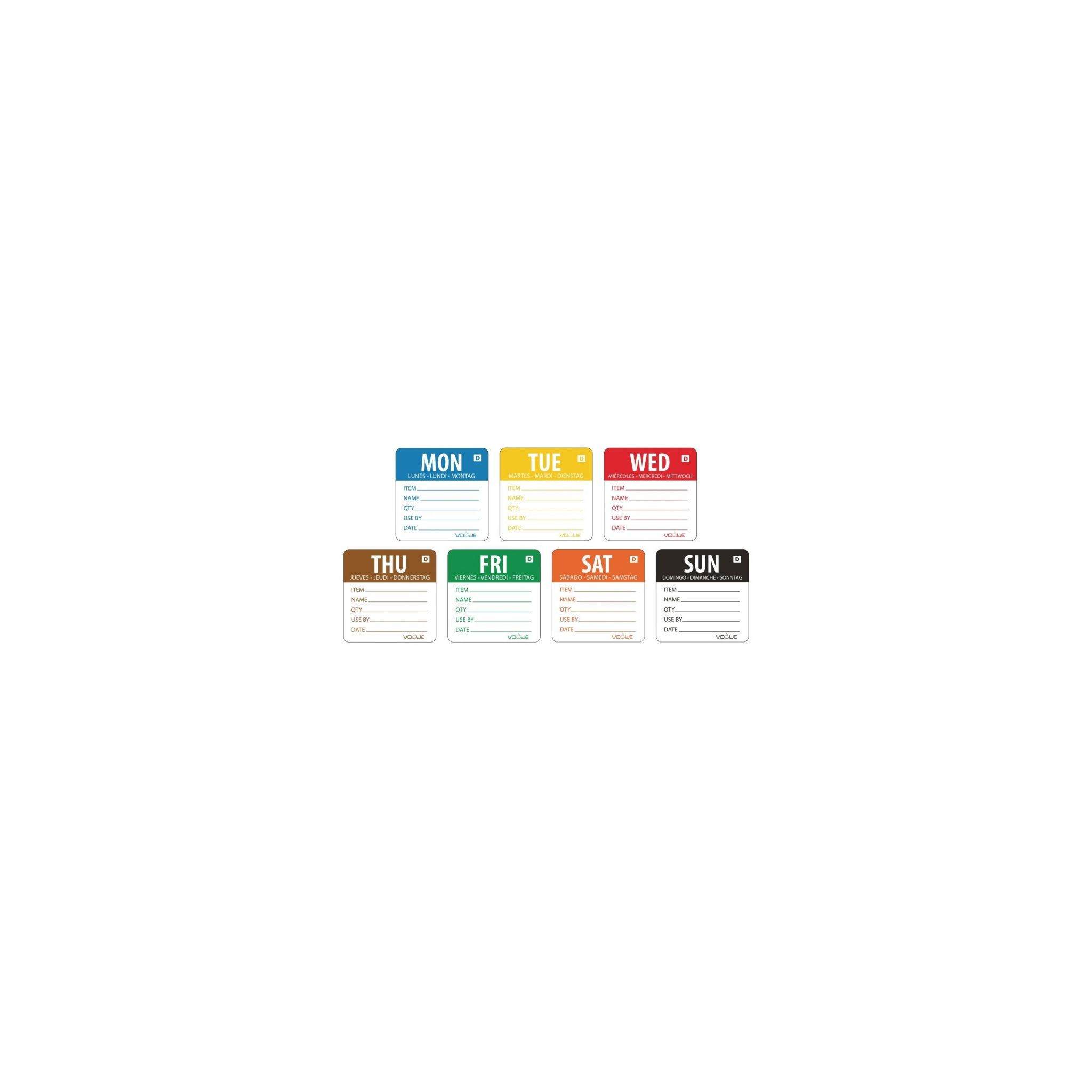 Vogue GH326 Dissolvable Labels Week Set (Pack of 1750)