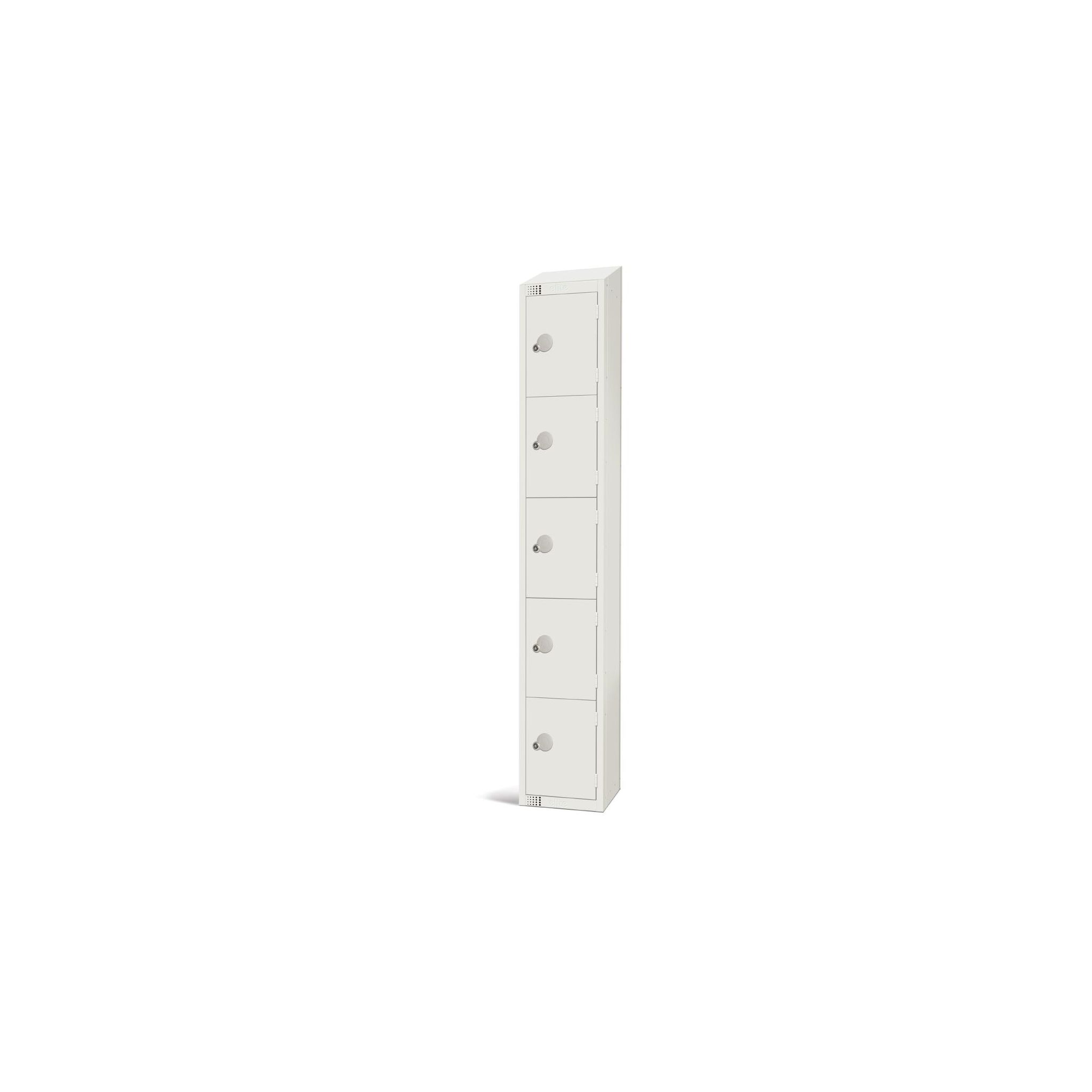 Elite Lockers GR306-CNS Five Door Coin Return Locker with Sloping Top White