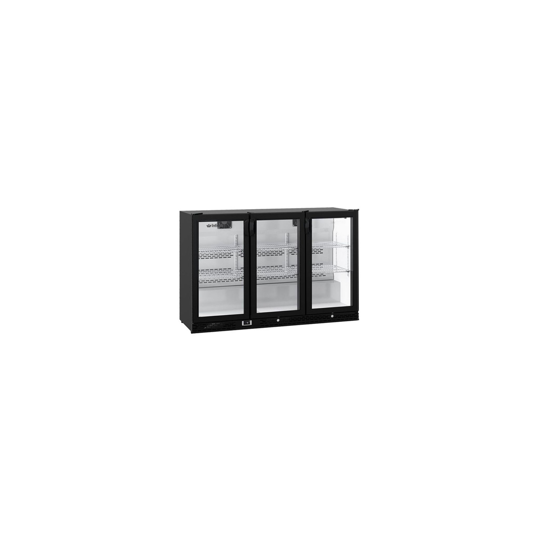 Infrico ZX3 330 Ltr 330 Ltr Undercounter Triple Hinged Glass Door Black Back Bar Bottle Cooler