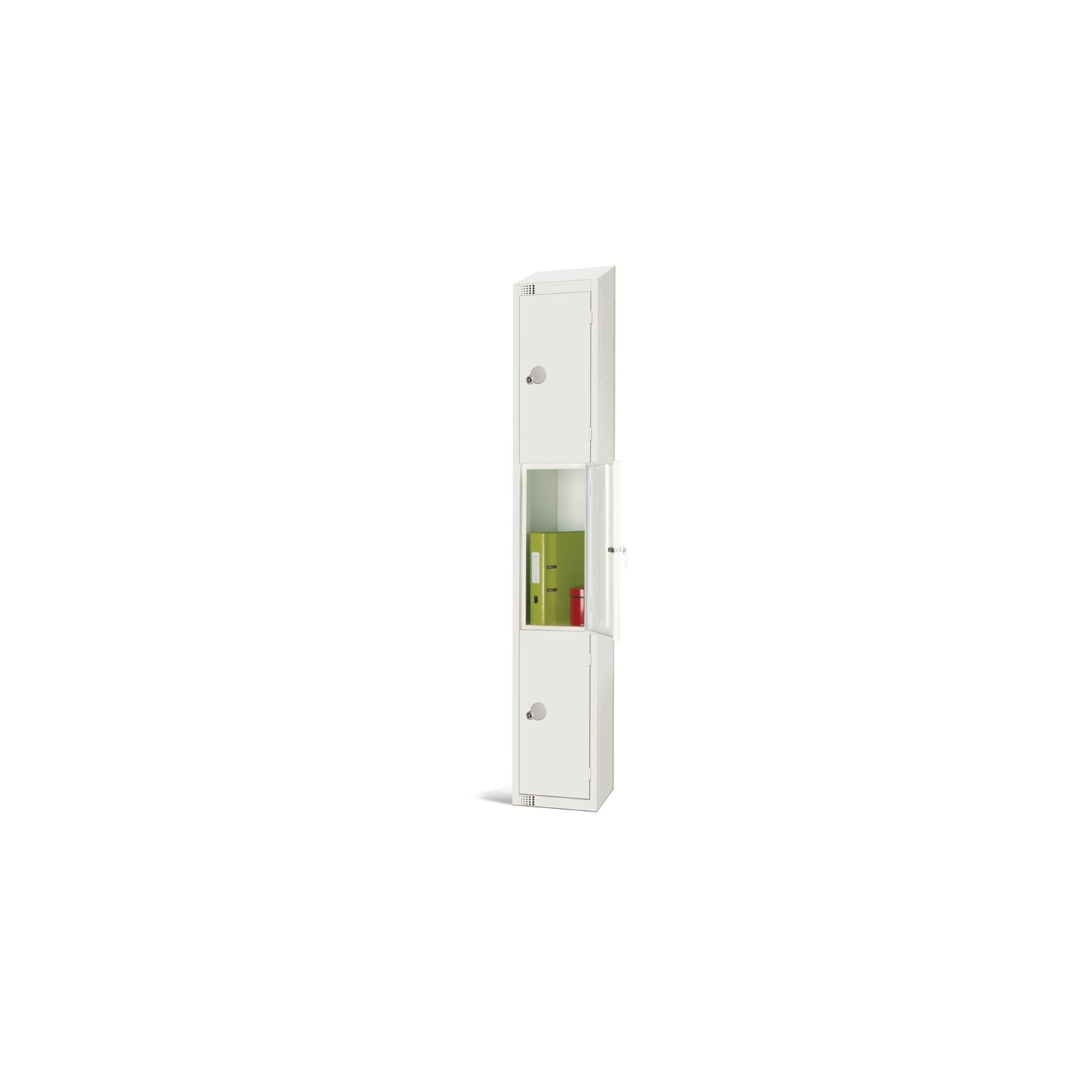 Elite Lockers GR304-PS Three Door Padlock Locker with Sloping Top White