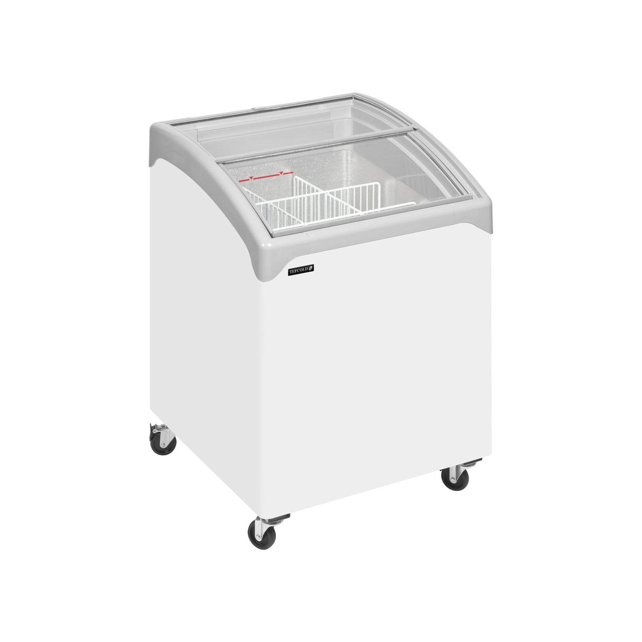 Tefcold NIC101SCEB /IRL 130 Ltr White Display Chest Freezer With Curved Glass Lid