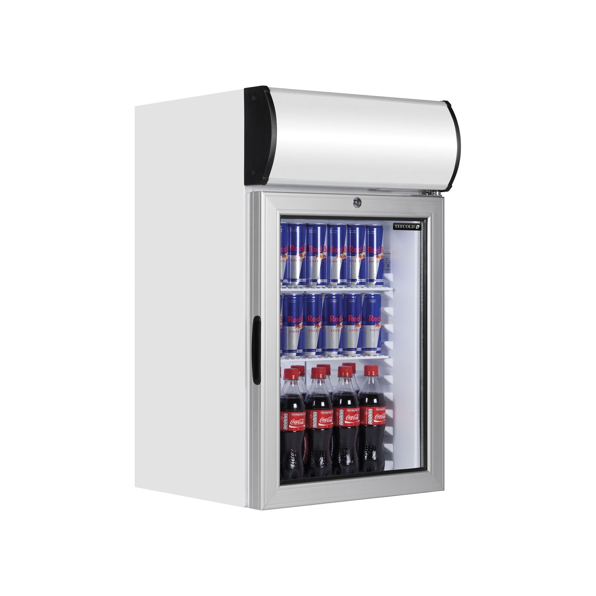 Tefcold FS80CP 84 Ltr Countertop Single Glass Door White Display Fridge With Canopy
