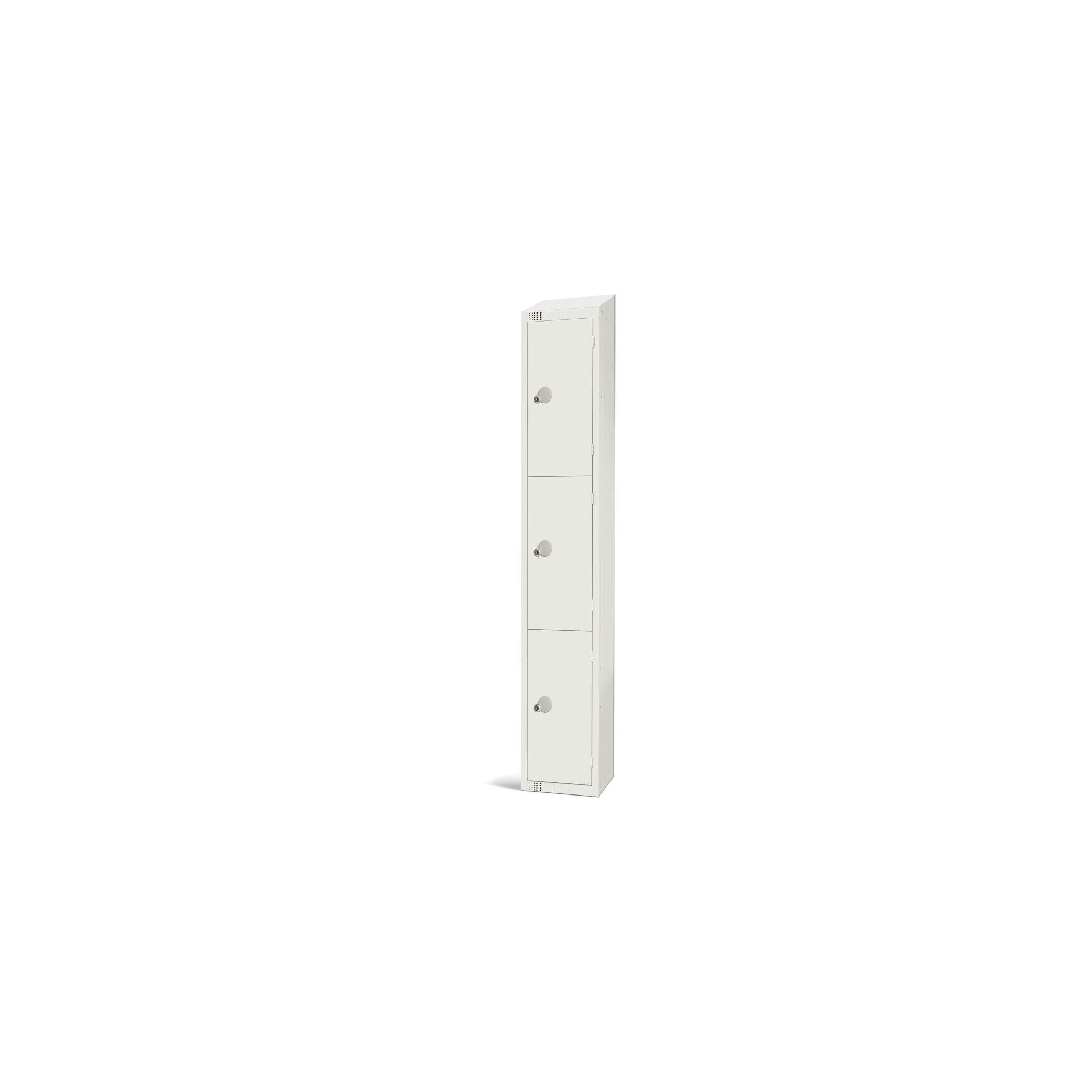 Elite Lockers GR304-CNS Three Door Coin Return Locker with Sloping Top White