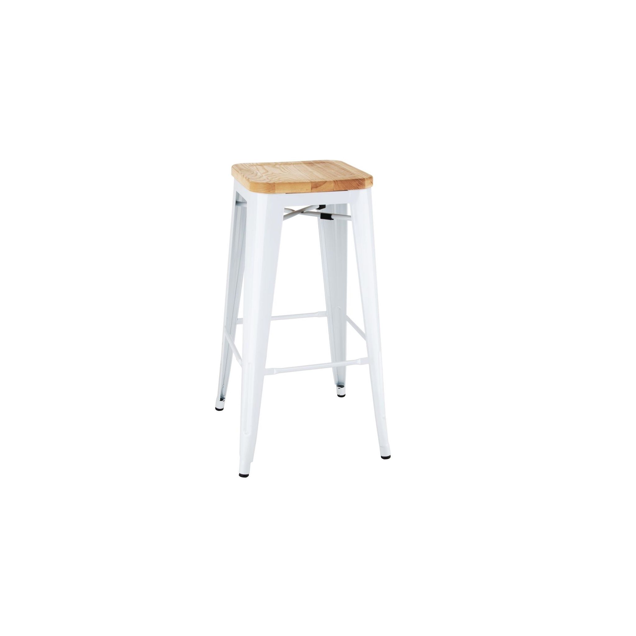 Bolero Bistro DW739 High Stools with Wooden Seat Pad White (Pack of 4)