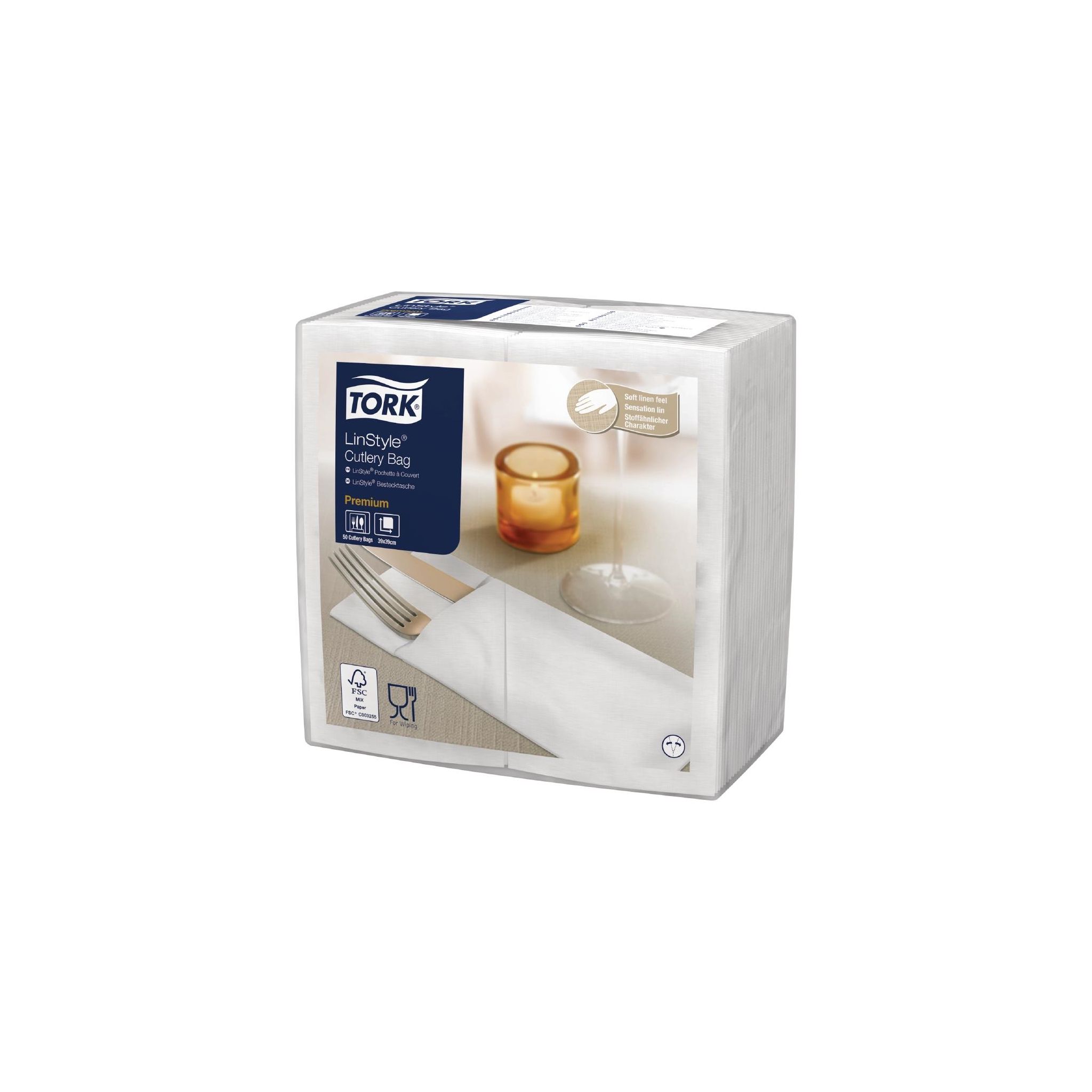 Tork Premium LinStyle FS375 Cutlery Napkins White (Pack of 12 x 50)