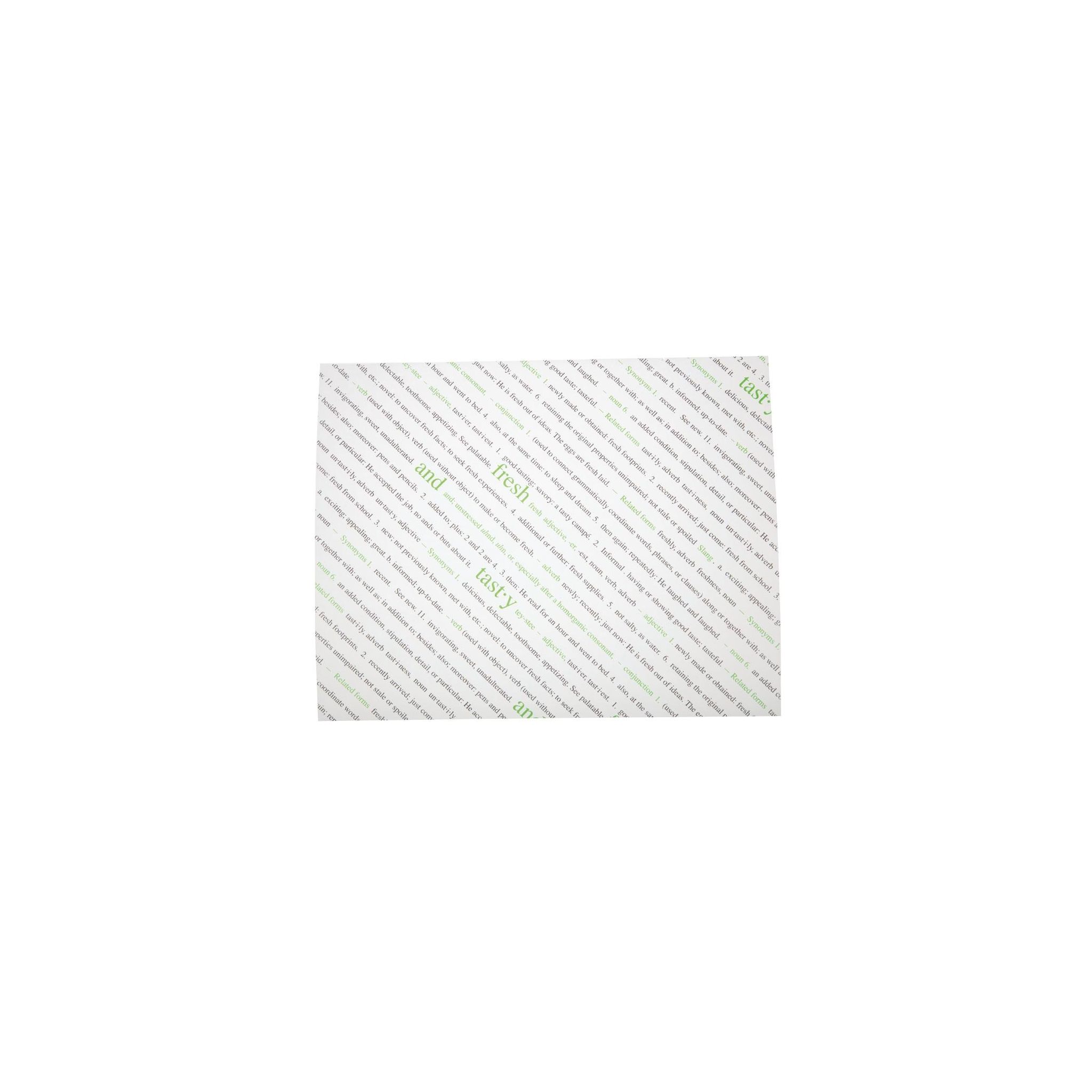 Non Branded GK975 Greaseproof Paper Sheets Fresh and Tasty Print 255 x 203mm (Pack of 500)