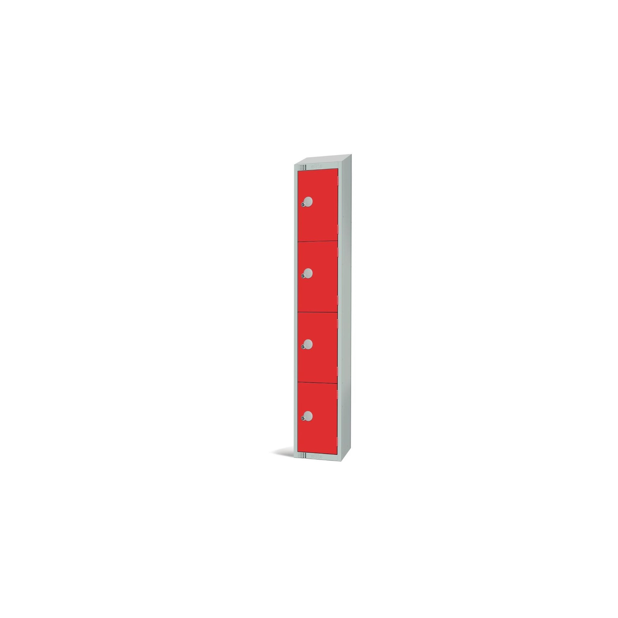 Elite Lockers W952-CLS Four Door Manual Combination Locker Red with Sloping Top