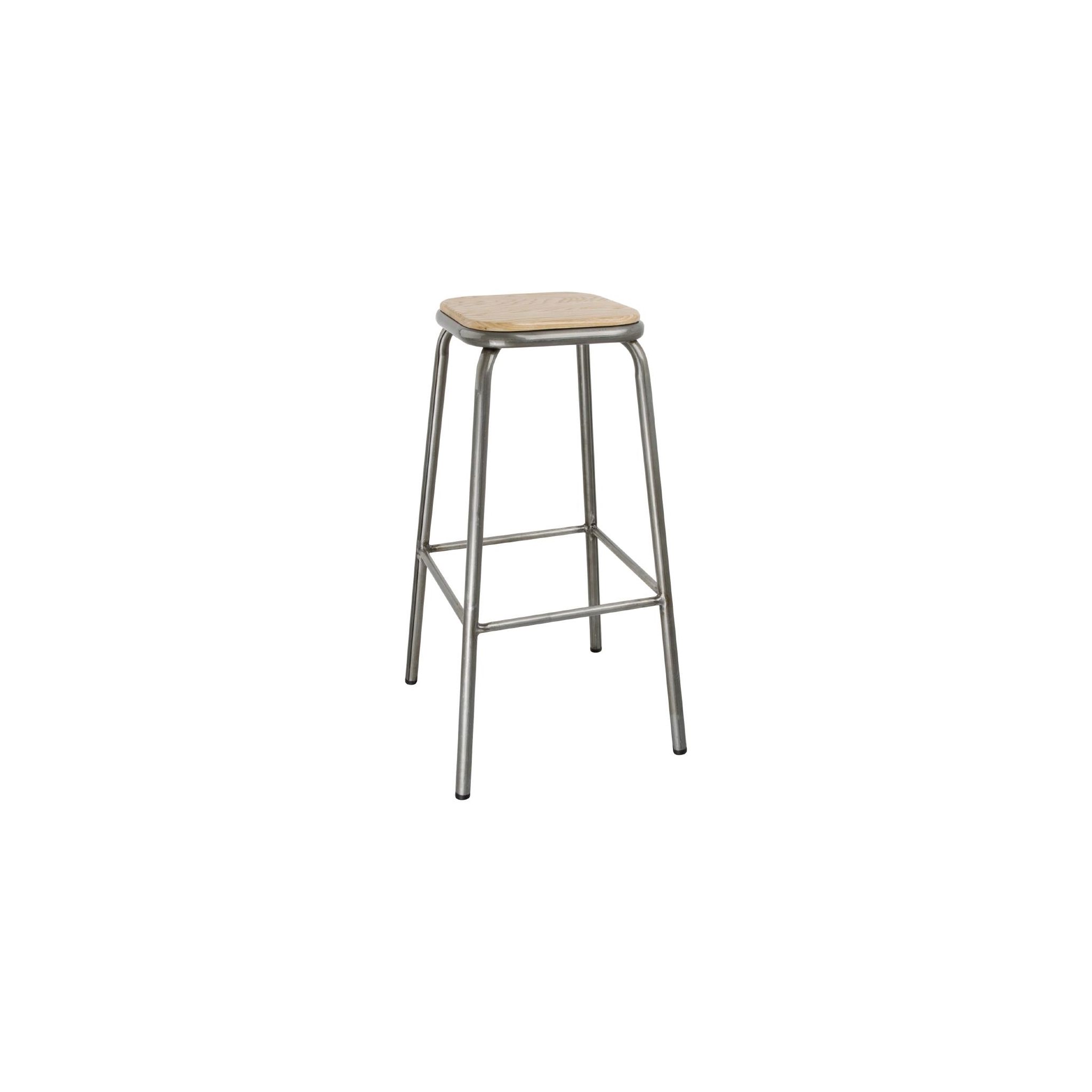 Bolero DE479 Galvanised Steel High Stools with Wooden Seatpad (Pack of 4)
