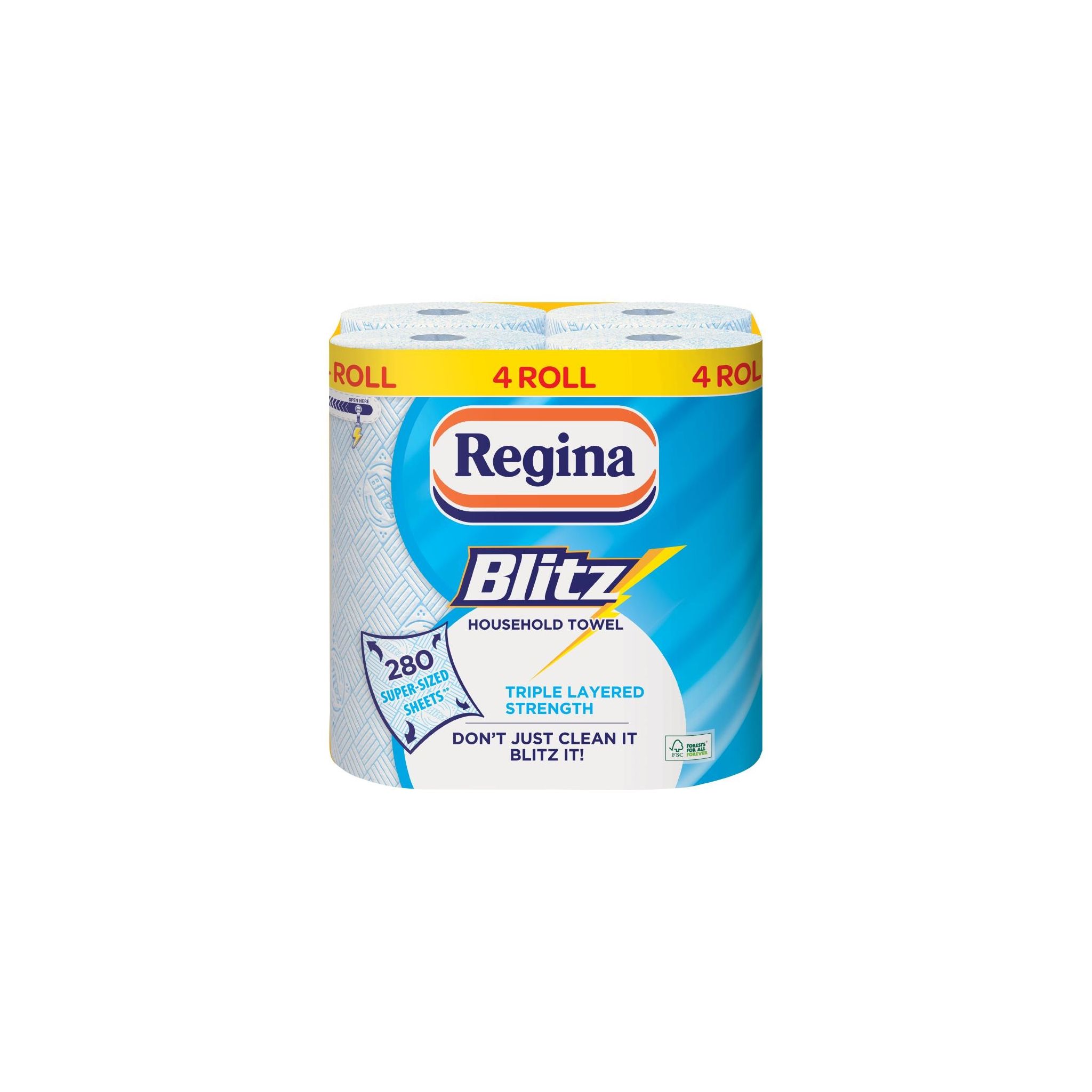 Regina Blitz CD738 Household Towel Blue & White 3-Ply (Pack of 4 x 70 Sheets)