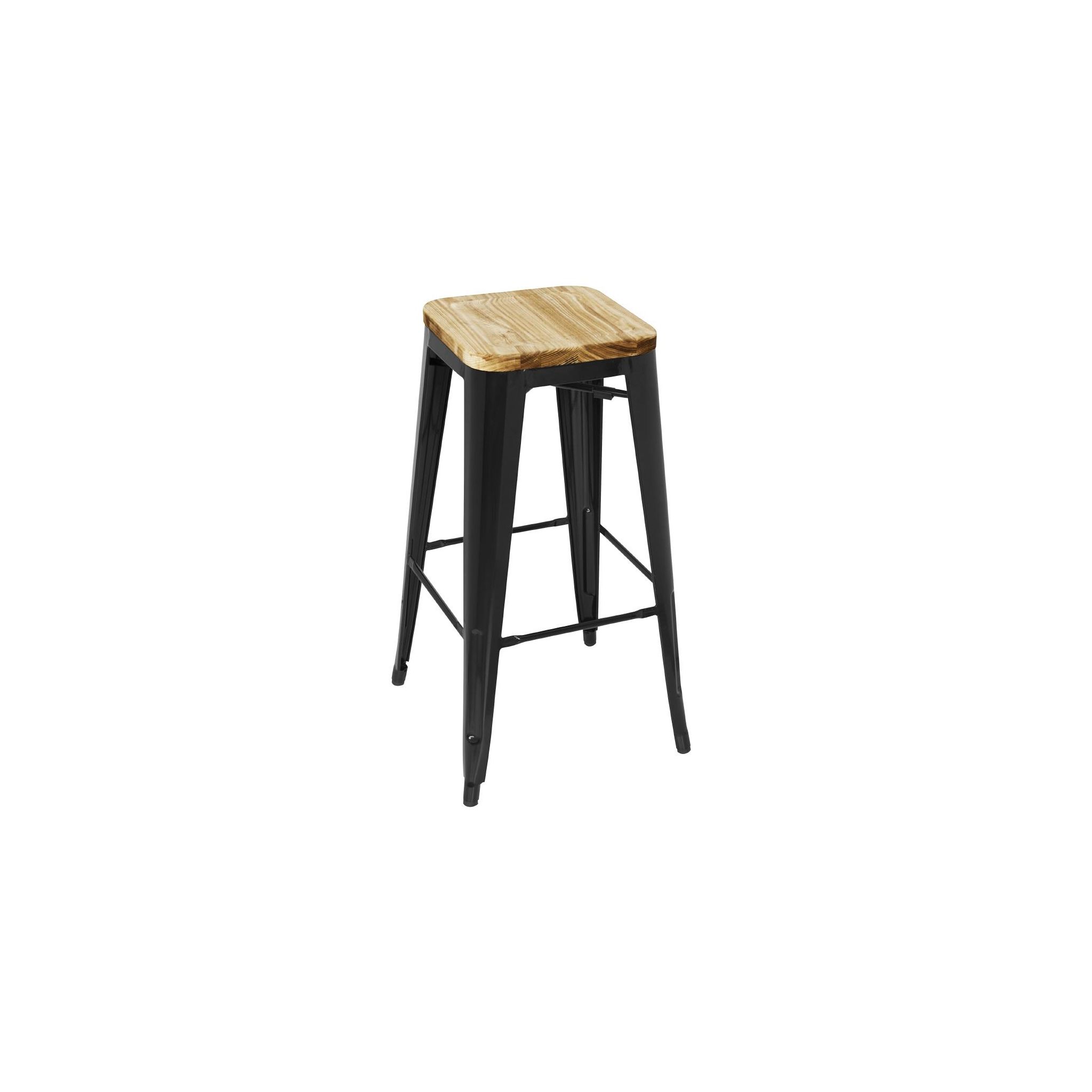 Bolero Bistro GM640 Steel High Stools with Wooden Seat Pad Black (Pack of 4)