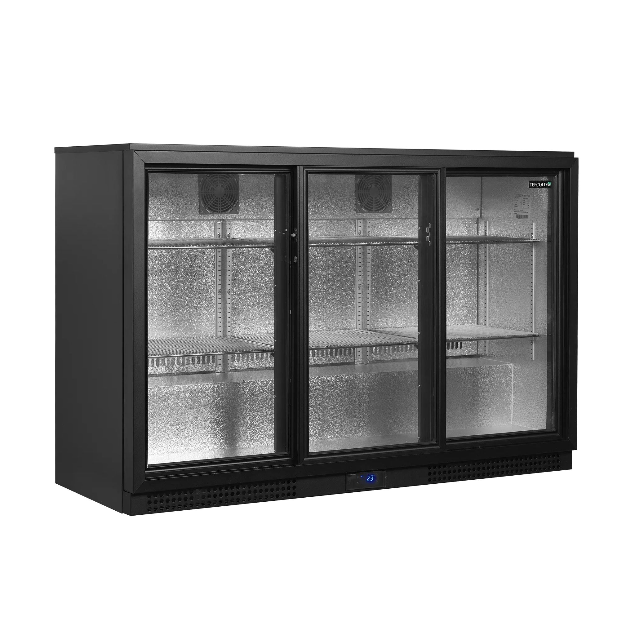 Tefcold BA31S-3 311 Ltr Undercounter Triple Sliding Glass Door Black Back Bar Bottle Cooler