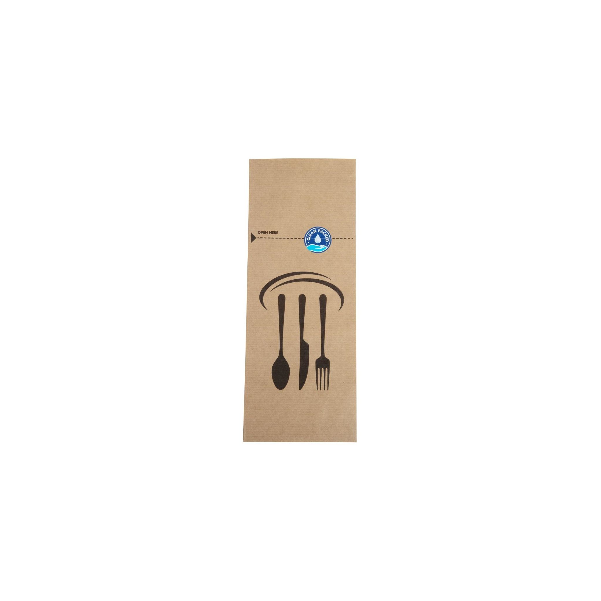 Non Branded DF696 Kraft Recyclable Sealable Paper Cutlery Bags (Pack of 2000)