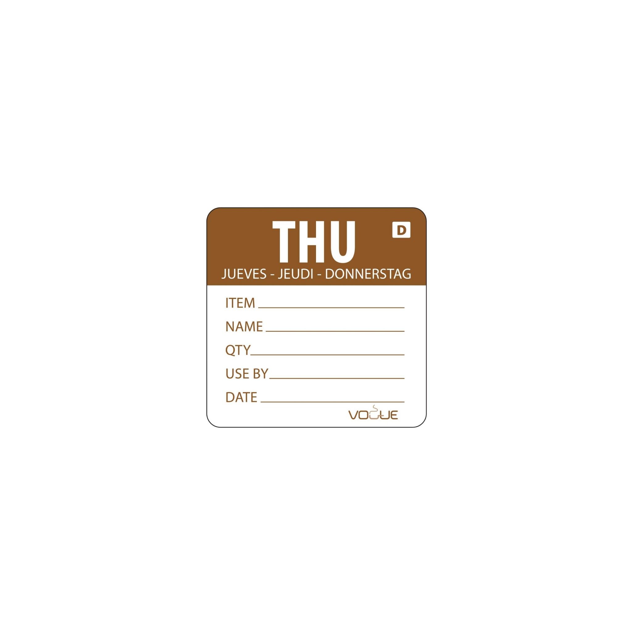 Vogue GH354 Dissolvable Day of the Week Labels Thursday (Pack of 250)