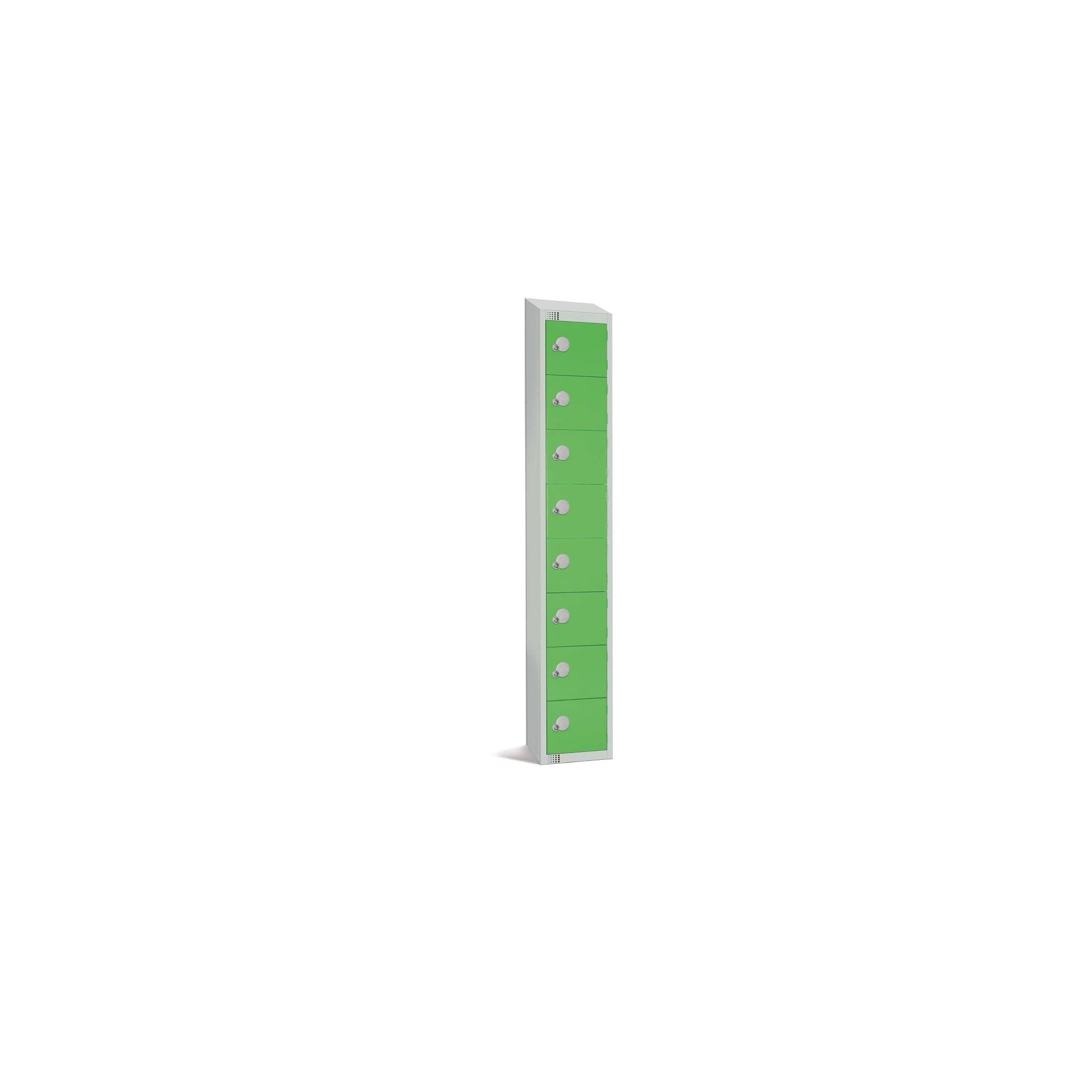 Elite Lockers CE109-CNS Eight Door Coin Return Locker with Sloping Top Green