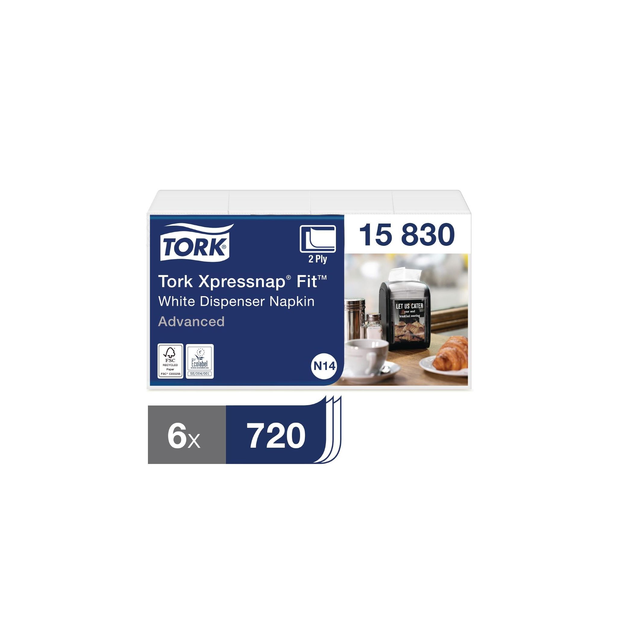 Tork Xpressnap FS373 Dispenser Fit Napkins White (Pack of 6 x 720)