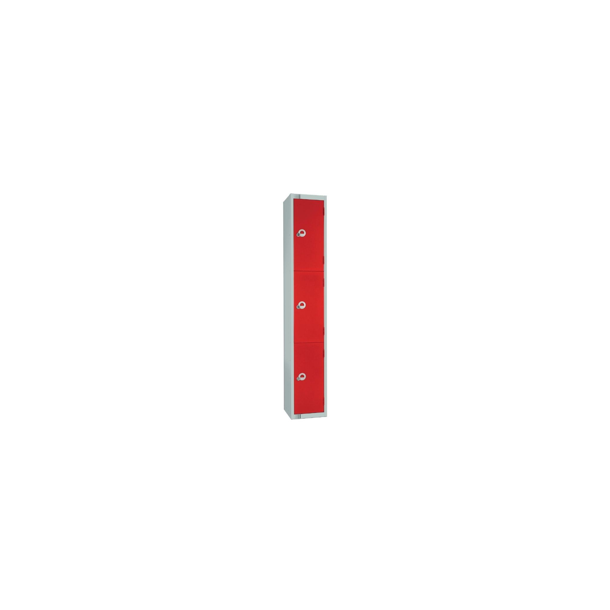 Elite Lockers W951-CS Three Door Camlock Locker with Sloping Top Red