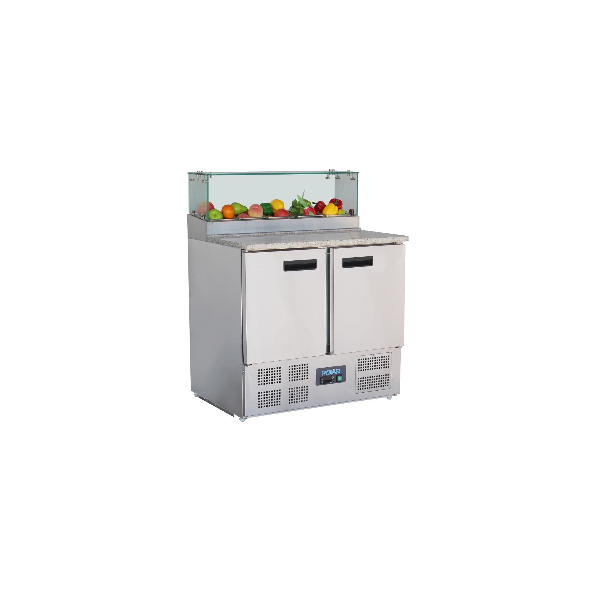 Polar G-Series GH266 256 Ltr 2 Door Stainless Steel Refrigerated Pizza / Saladette Prep Counter