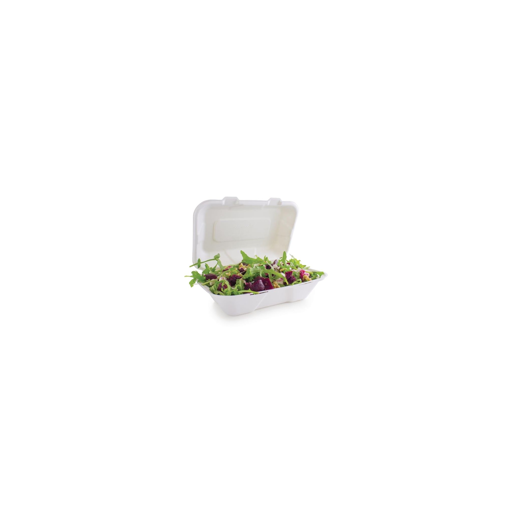 Vegware Compostable GH026 Bagasse Clamshell Hinged Meal Boxes 228mm