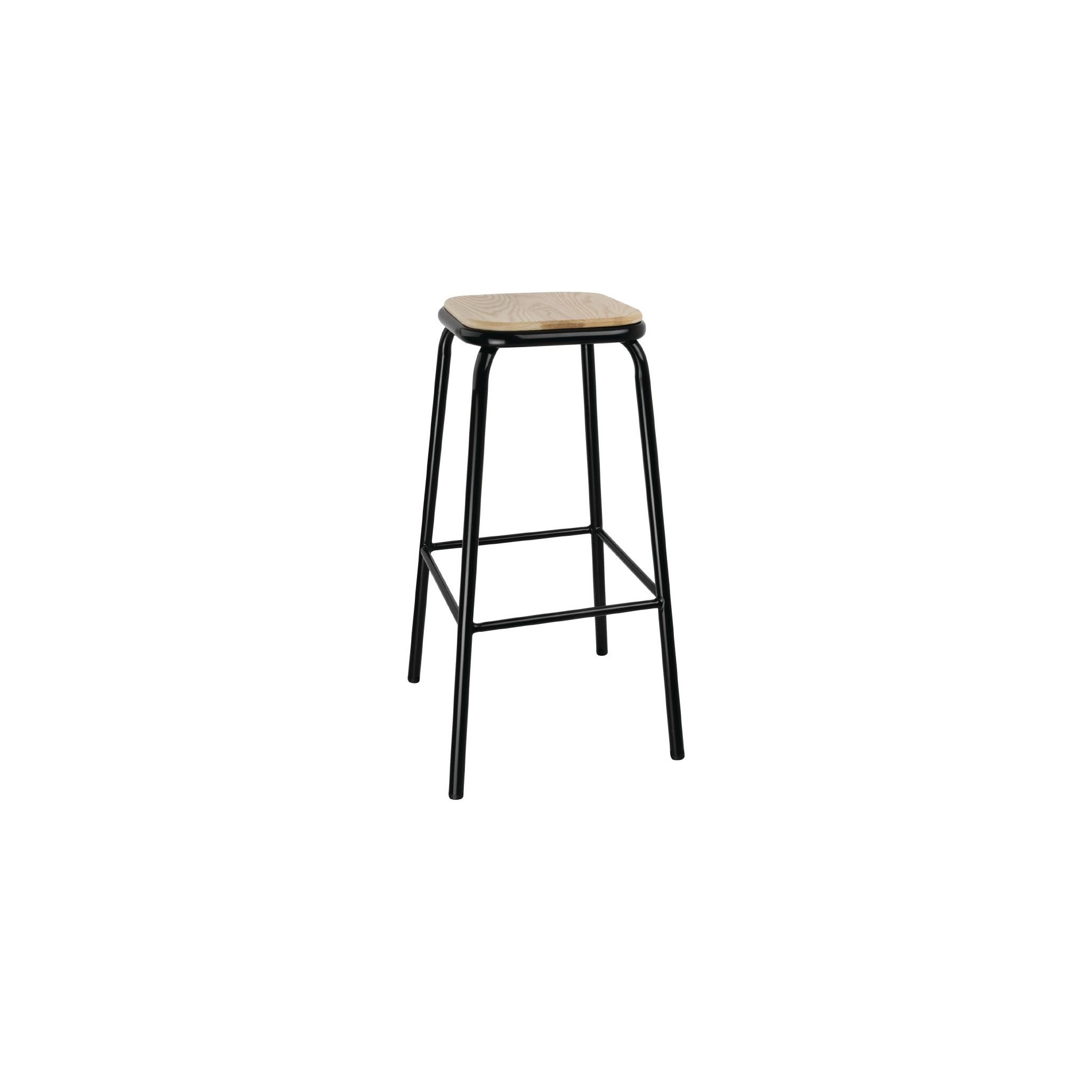 Bolero Cantina DE482 High Stools with Wooden Seat Pad Black (Pack of 4)