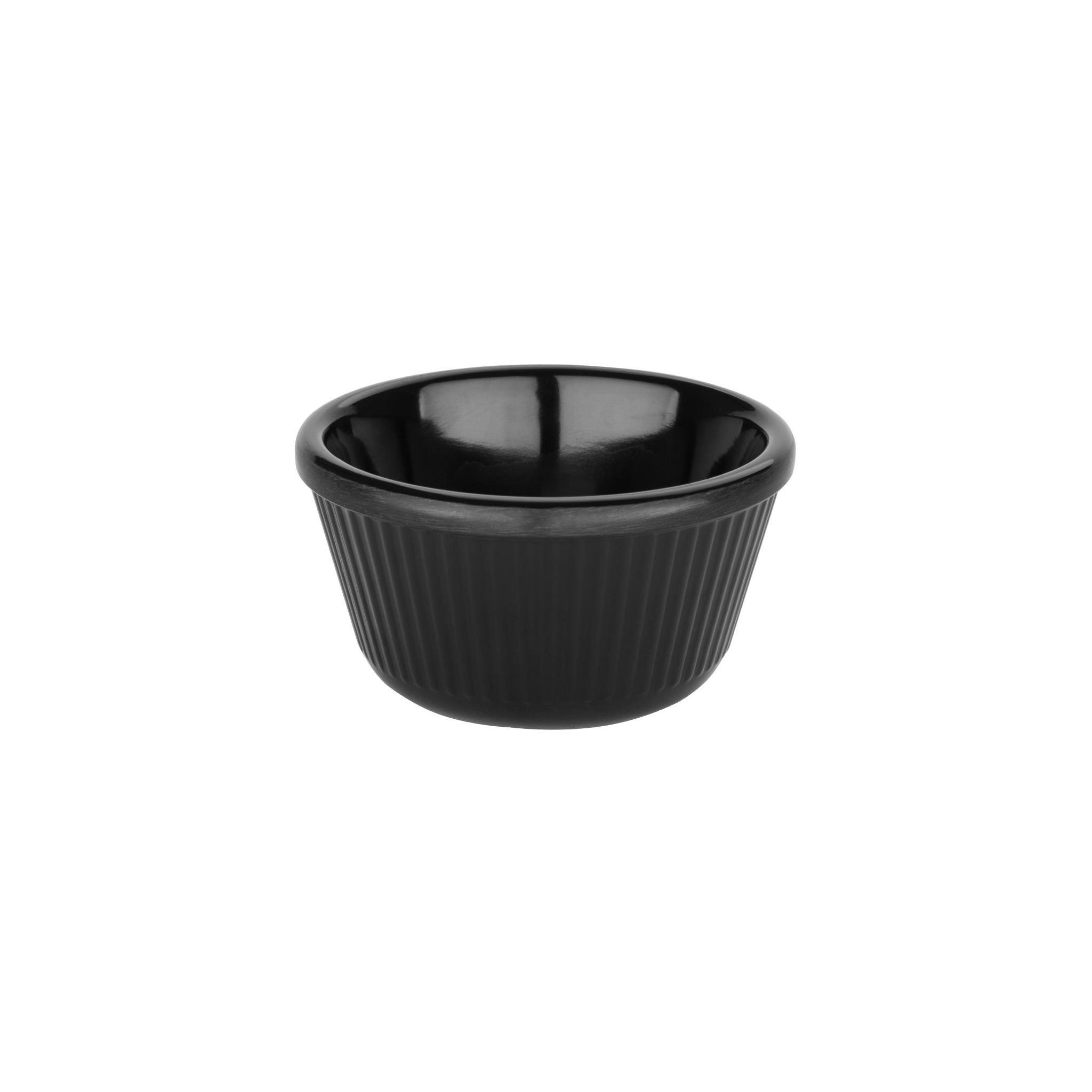 Olympia Kristallon DM165 Melamine Fluted Ramekins Black 89mm (Pack of 12)