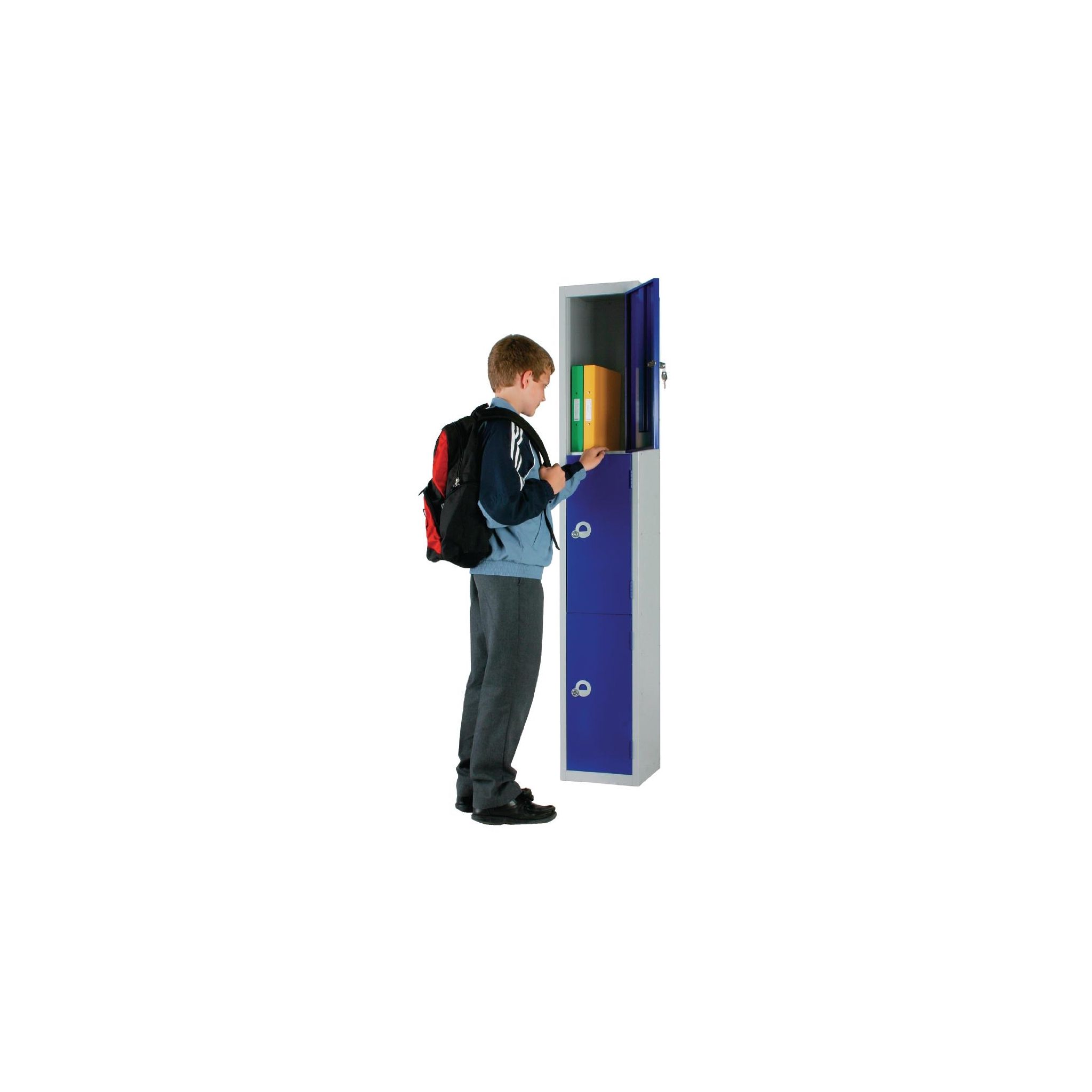 Elite Lockers W946-ELS Three Door Electronic Combination Locker with Sloping Top Blue